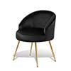 Velvet Accent Chair, Modern Upholstered Single Sofa Side Chair, Comfy Barrel Club Living Room Armchair with Golden Metal Legs for Bedroom Reading Room Office, Black(Black)