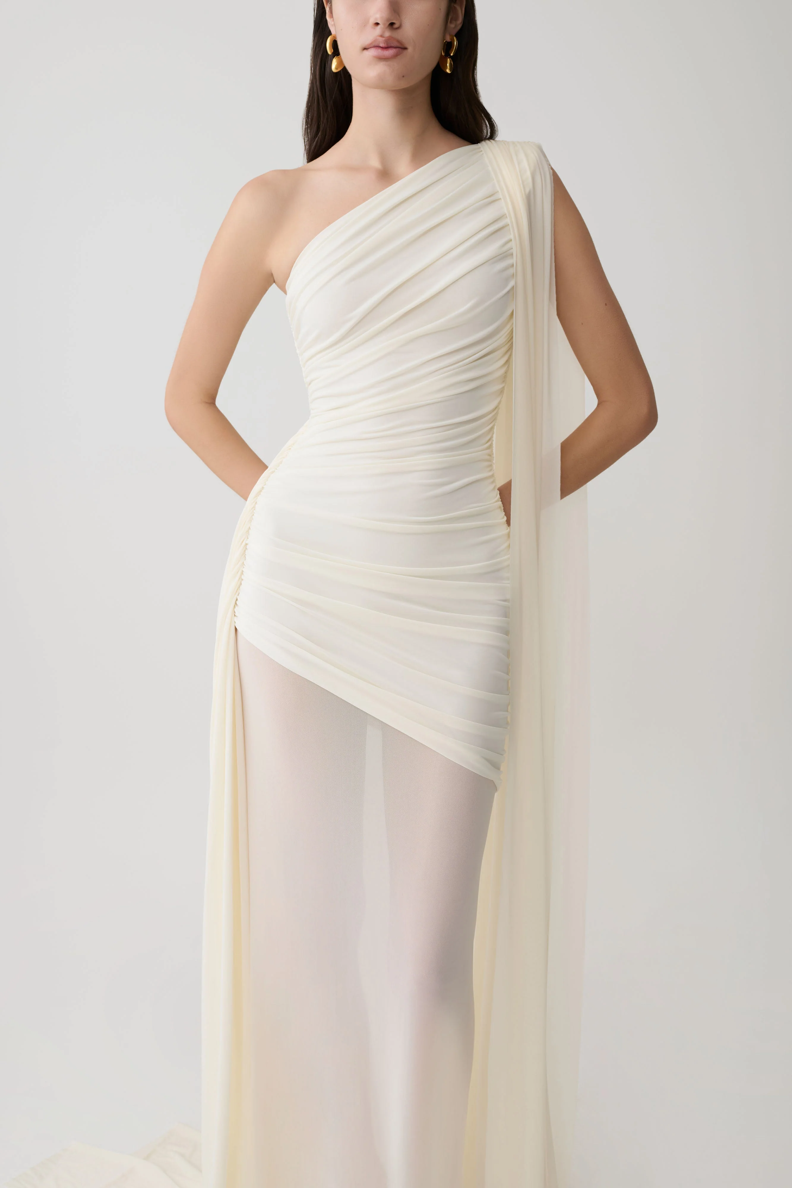 Asher Slinky One Shoulder Maxi Dress - Ivory