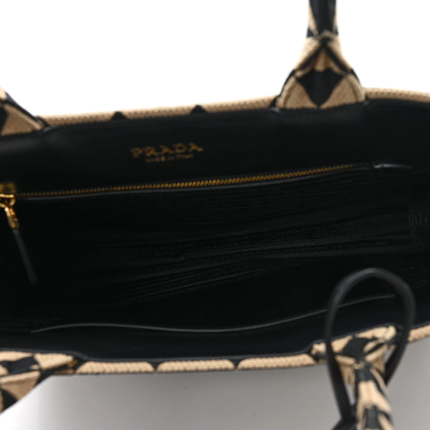 Jacquard Saffiano Triangolo Symbole Embroidered Large Tote Black Corda