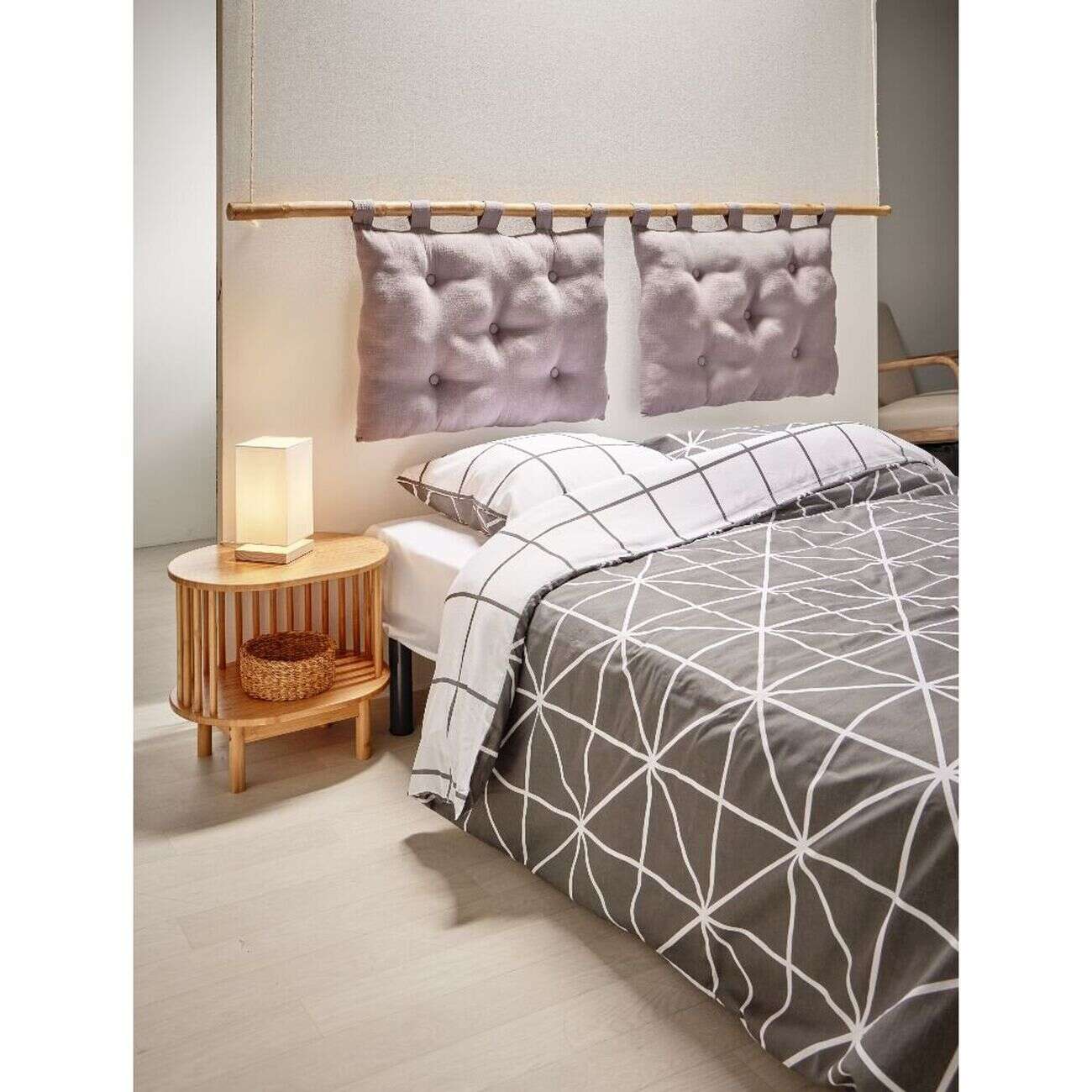 Coussin tête de lit 50x70cm gaze de coton gris