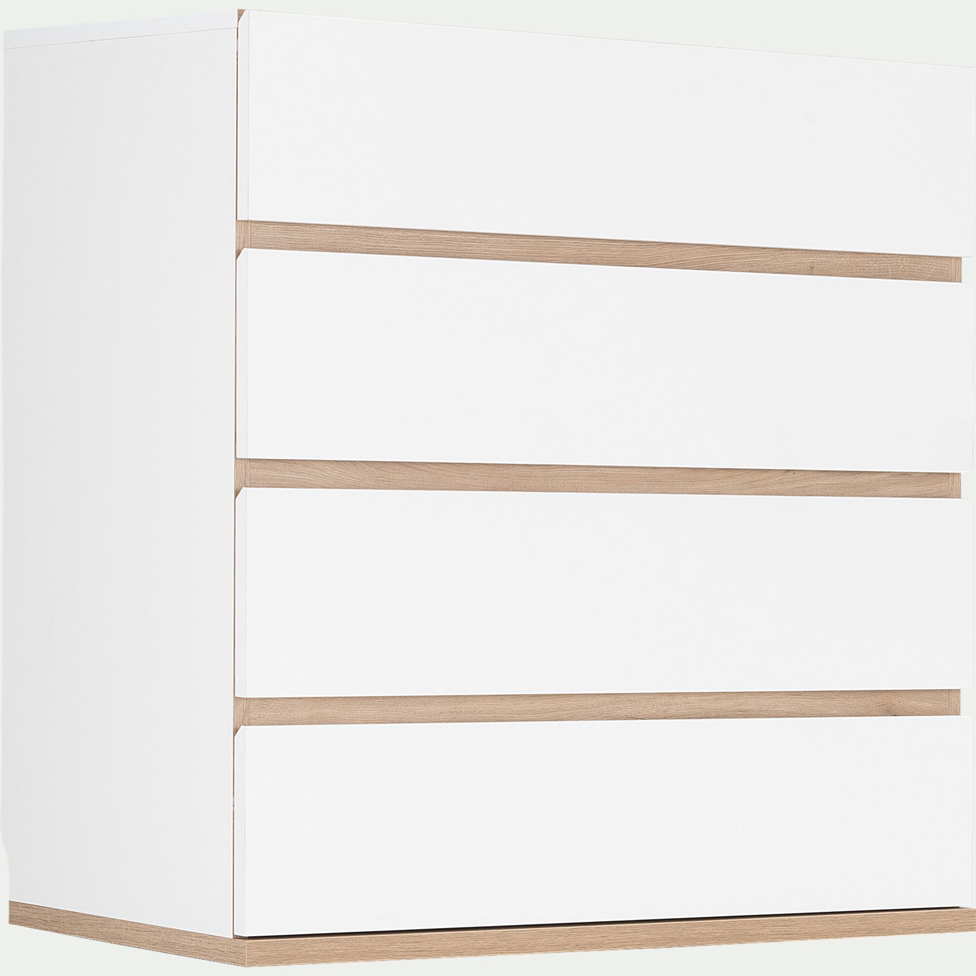 NESTOR - Commode module 4 tiroirs en bois effet chêne H94XL94cm - blanc
