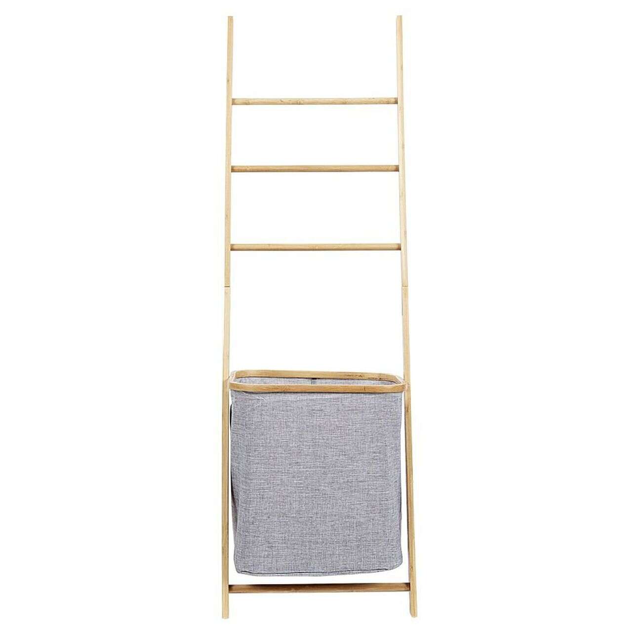 Échelle porte-serviettes avec panier à linge