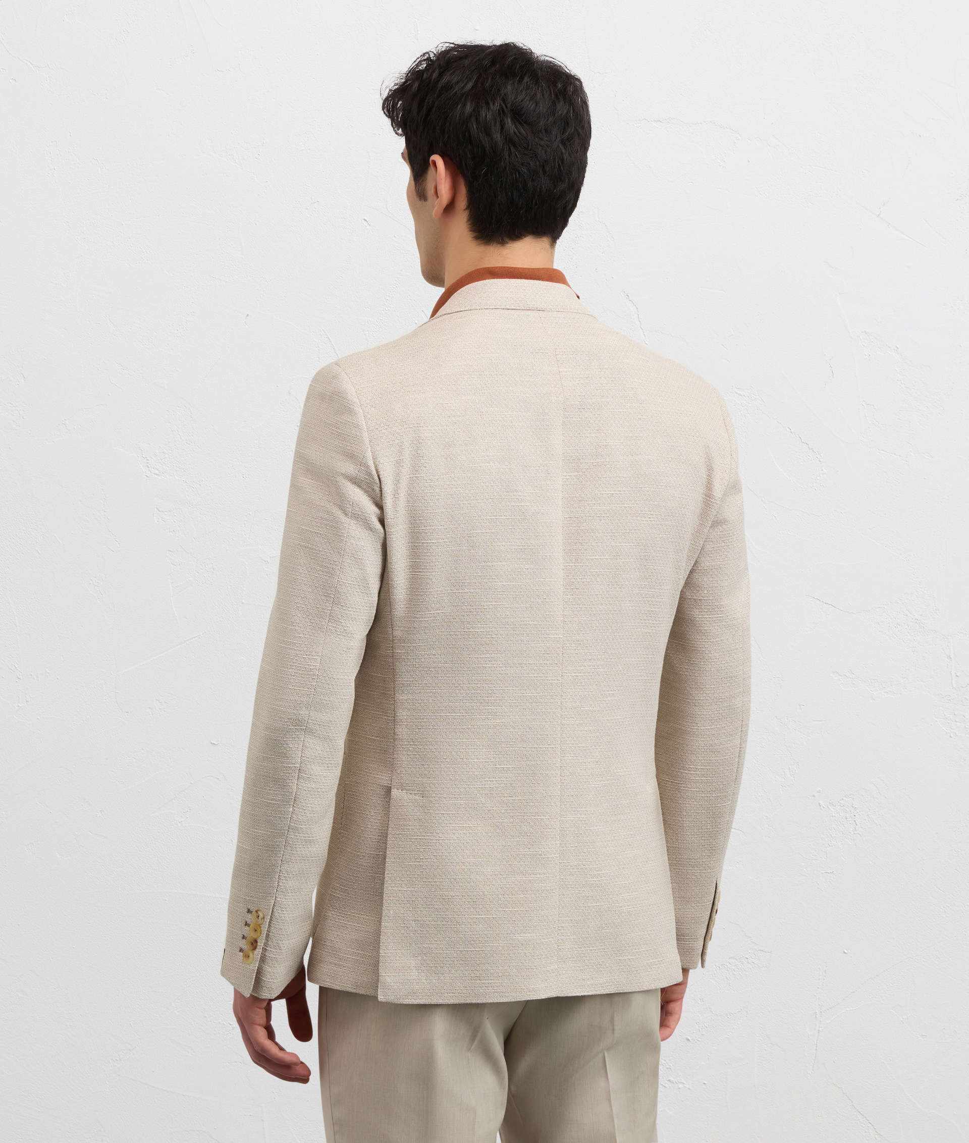 NATURAL MICRO EFFECT MIXED COTTON UNLINED JACKET
