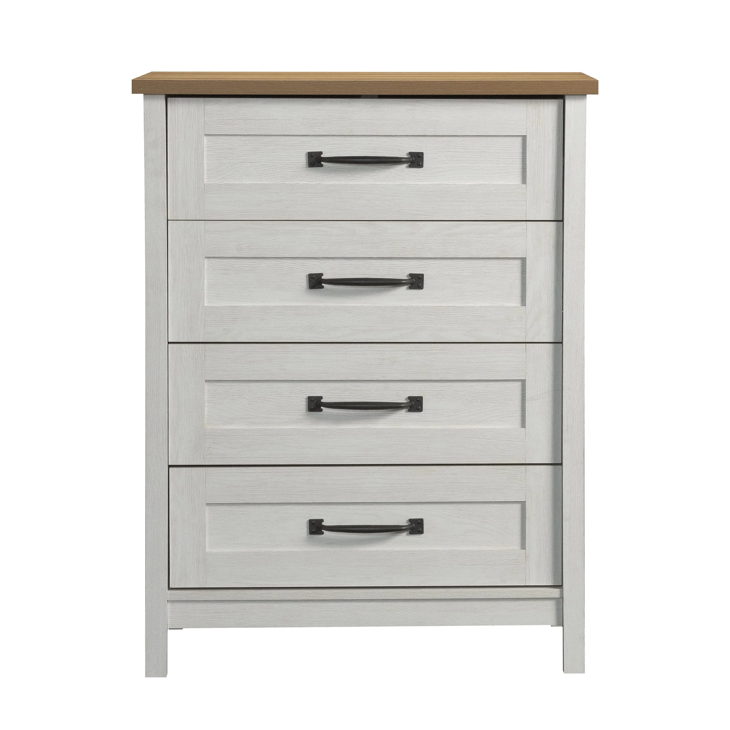 Better Homes & Gardens Modern Farmhouse 4-Drawer Dresser, Rustic White Finish