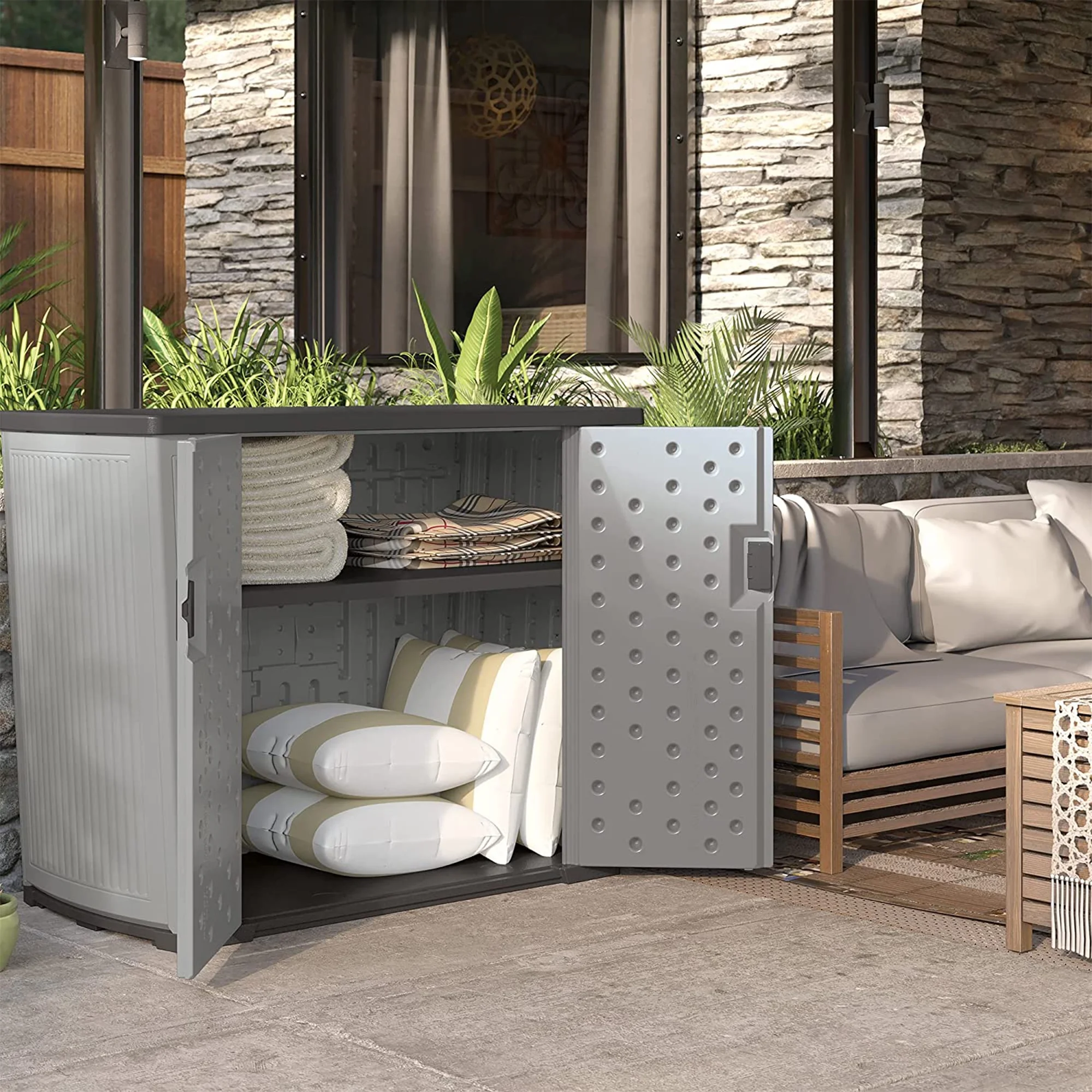 Backyard Oasis 130 Gallon Outdoor Storage Basic Unit, Dove Gray - Image 10