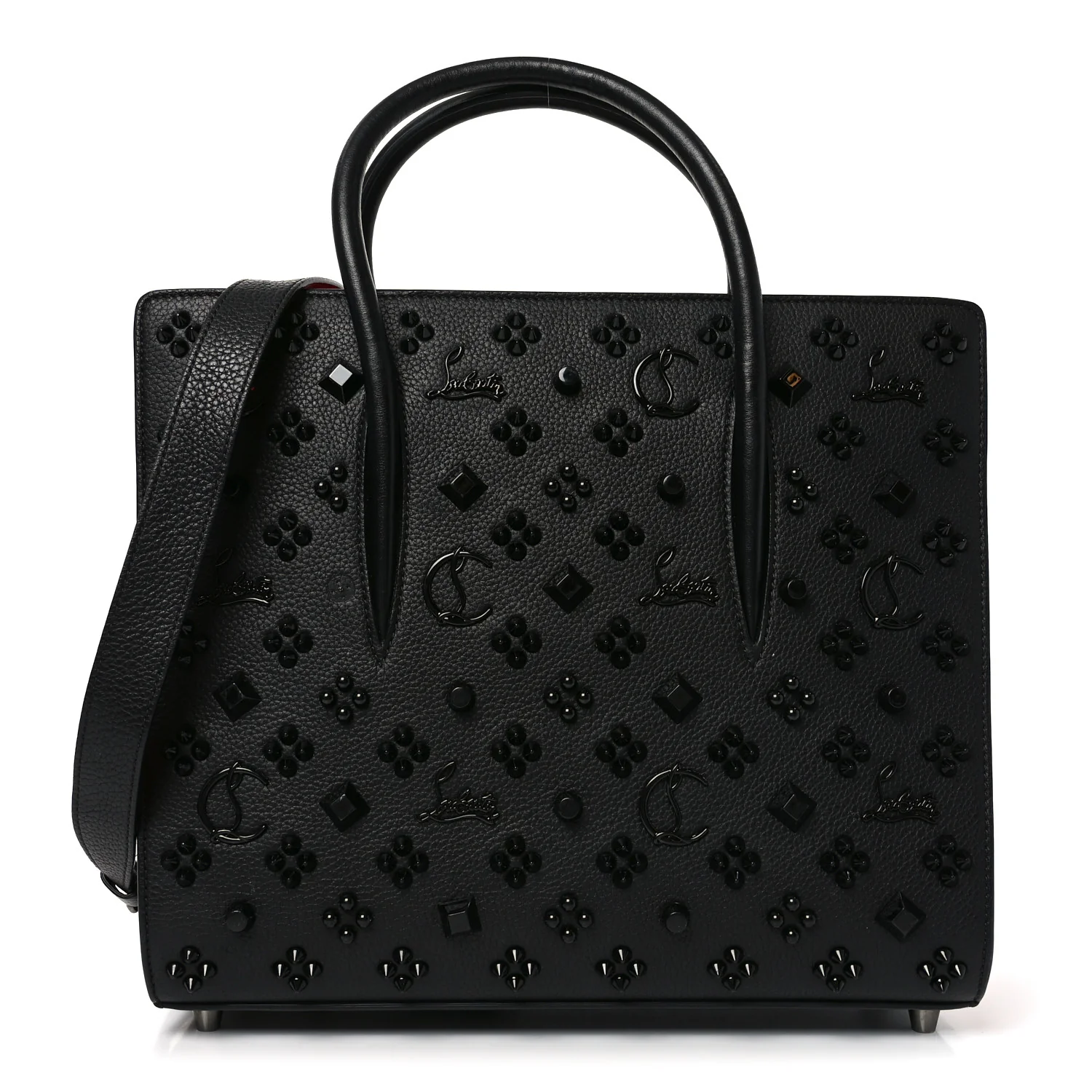 Calfskin Spikes Loubinthesky Medium Paloma Black