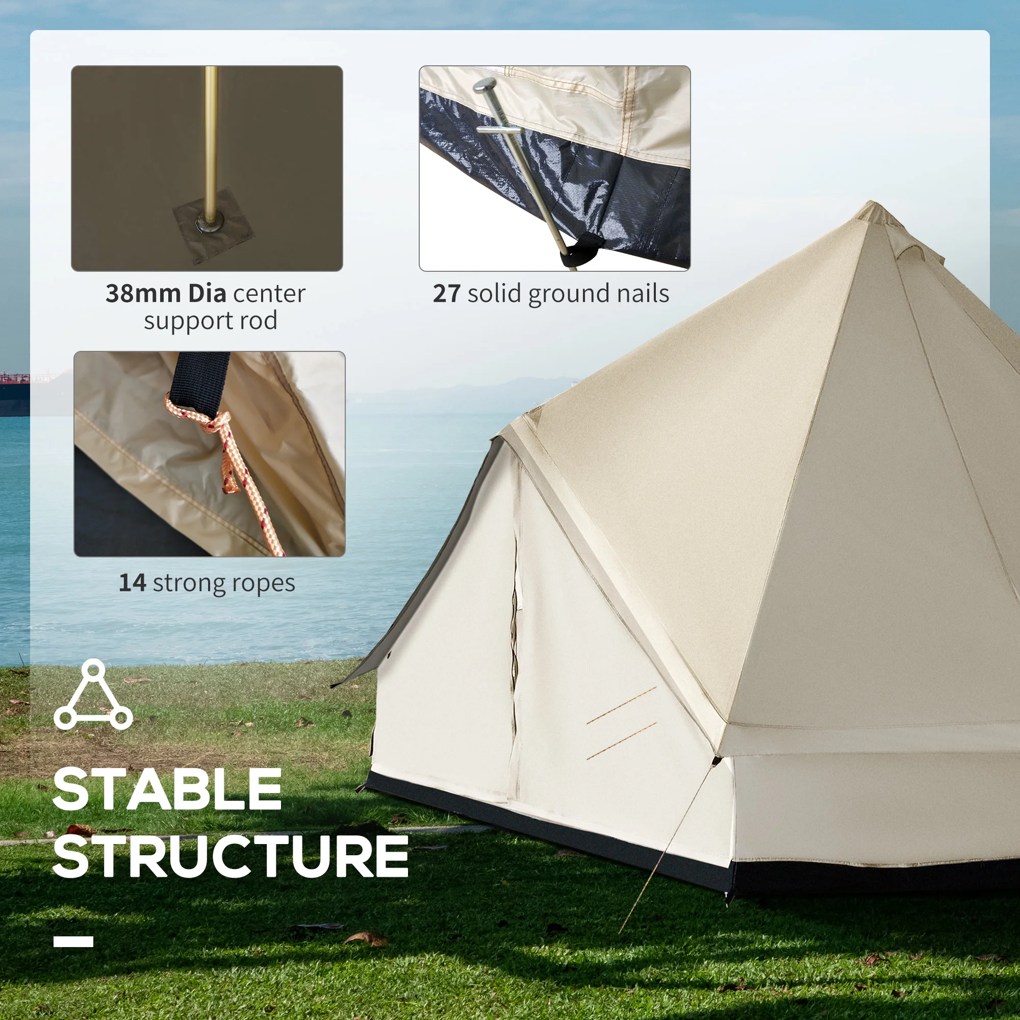 10 Person Waterproof Camping Tent Yurt with Unique Style, Spacious Interior, Breathable Waterproof Design, 16' x 16' x 10' Image 4