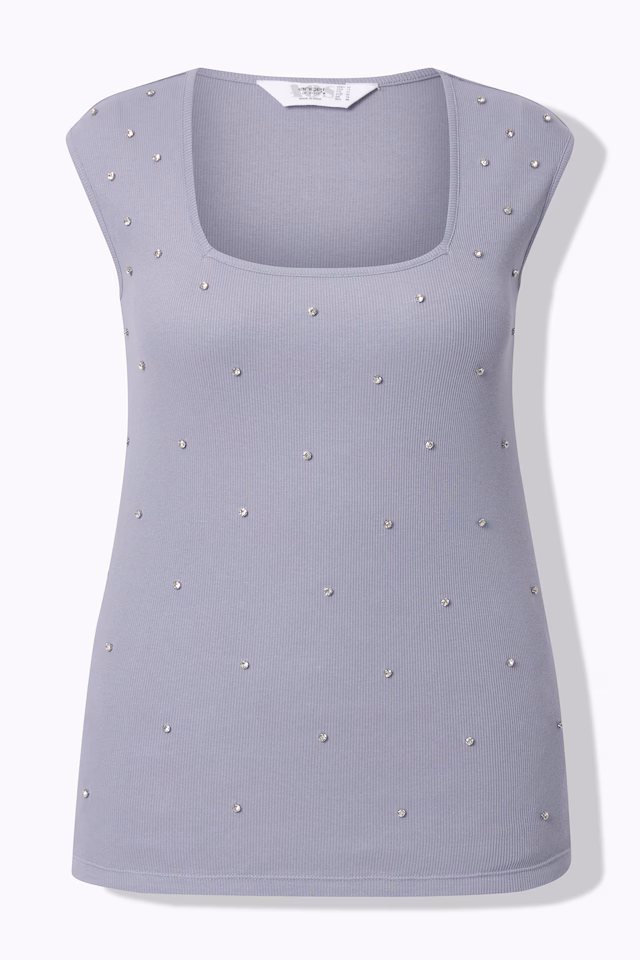 Ribbed slim fit decorative stone shirt