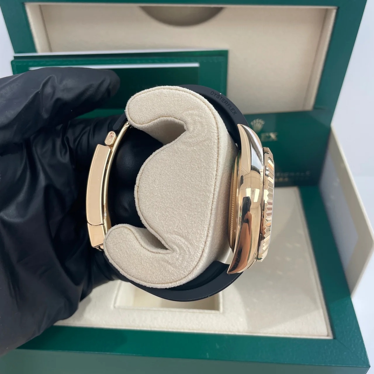 [Super Clone]RLX  Sky-Dweller 42mm Yellow Gold White Dial Oysterflex - 336238【Super Clone】