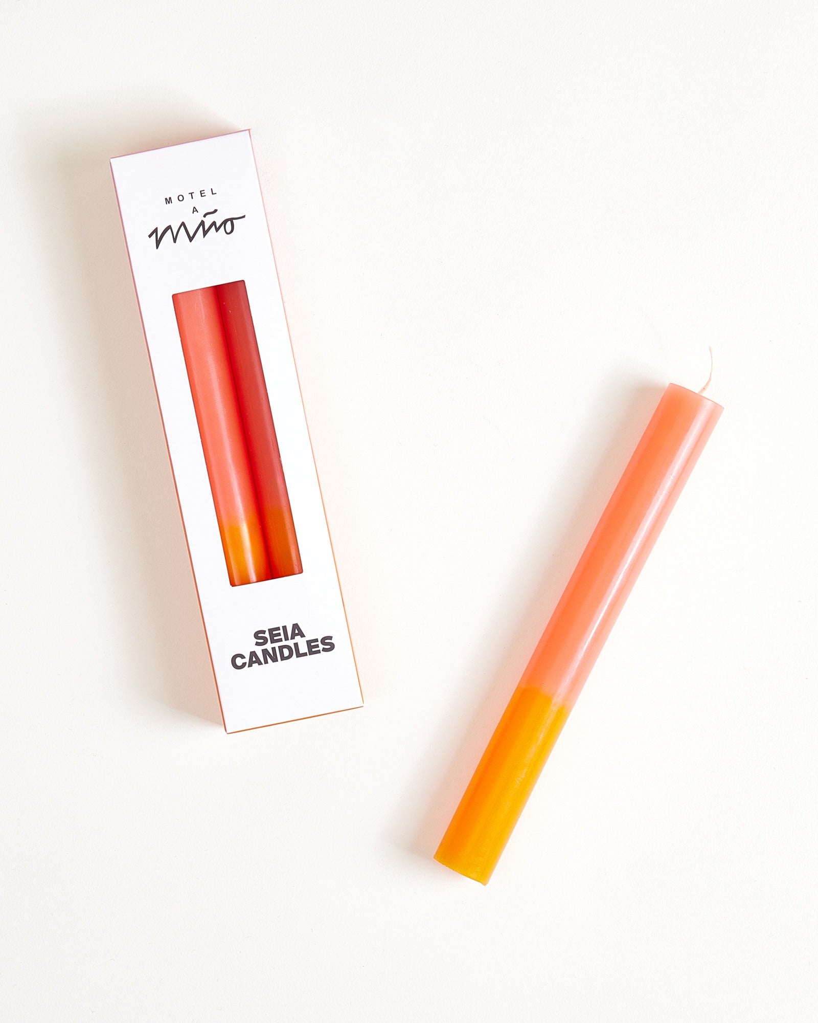 SEIA - TAPER CANDLE SET OF 2 ORANGE PINK