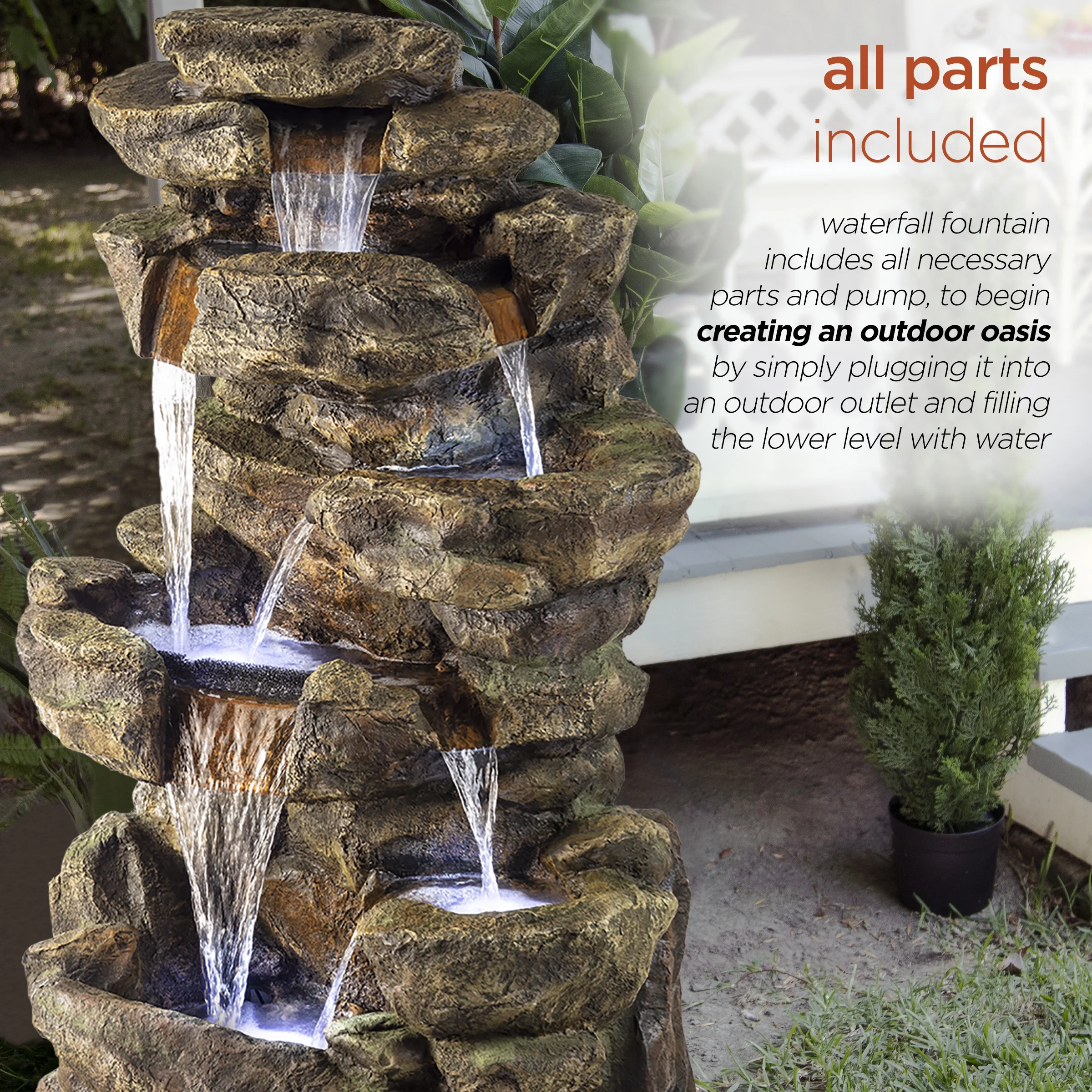 6-Tier Amazonian Water Fountain with LED Lights - Image 3