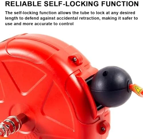 8mm Automatic Retractable Hose Reel for Car Wash, Garden Irrigation, Wall Mount High Pressure Water Pipe Holder, 10m Length, Pressure Washer Hose Reel