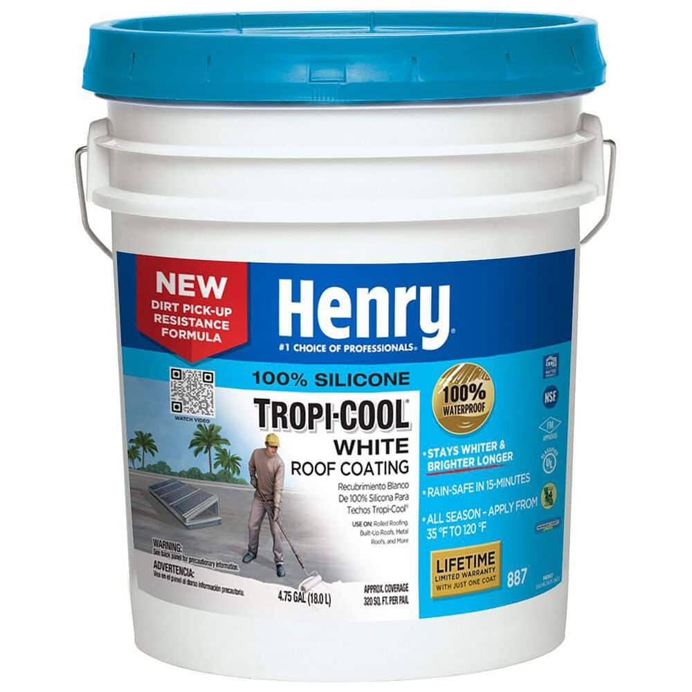 Henry Tropi-Cool White Silicone Roof Coating 4.75 Gal-Instock
