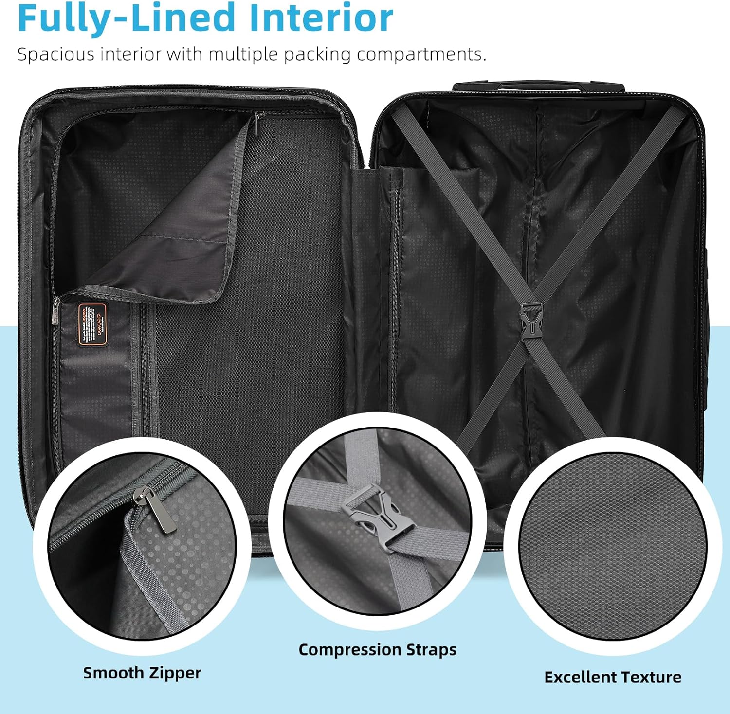 Ensemble de 6 valises, ensemble de valises rigides extensibles avec roulettes multidirectionnelles, ensemble de bagages à roulettes légers