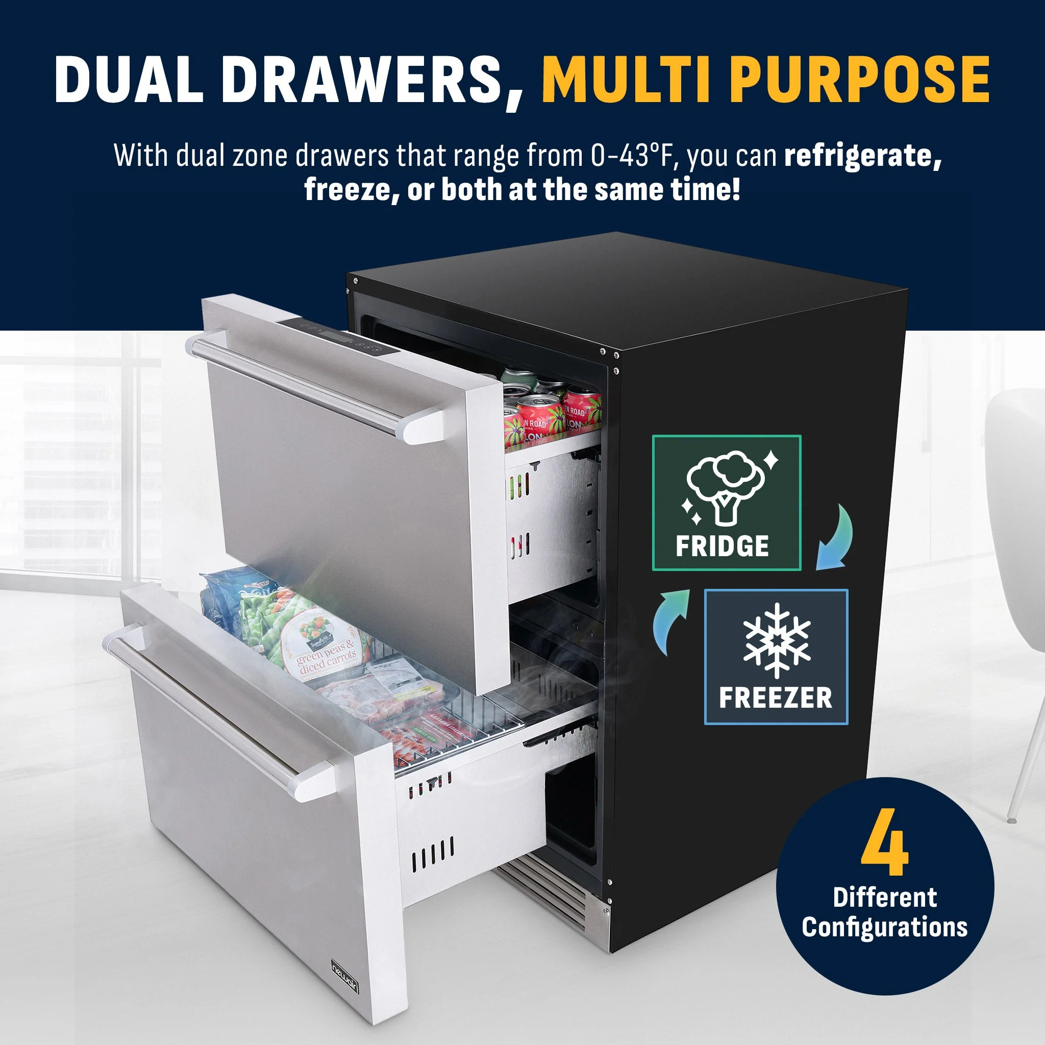 Newair Undercounter Dual Zone Freezer & Refrigerator - 24