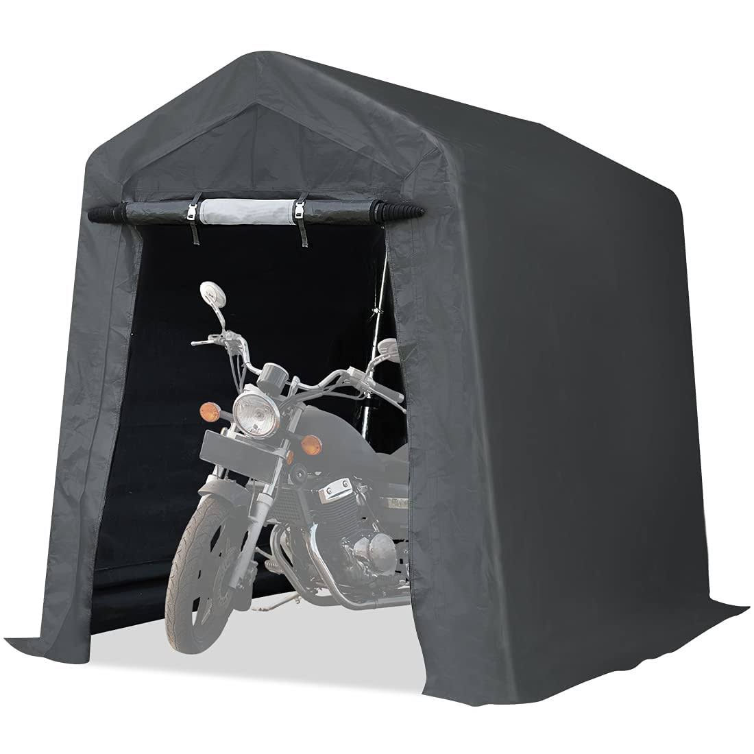 Advance Outdoor 6x8 ft Outdoor Portable Storage Shelter Shed with 2 Rolled Up Zipper Doors & Vents Carport for Motorcycle Waterproof and UV Resistant