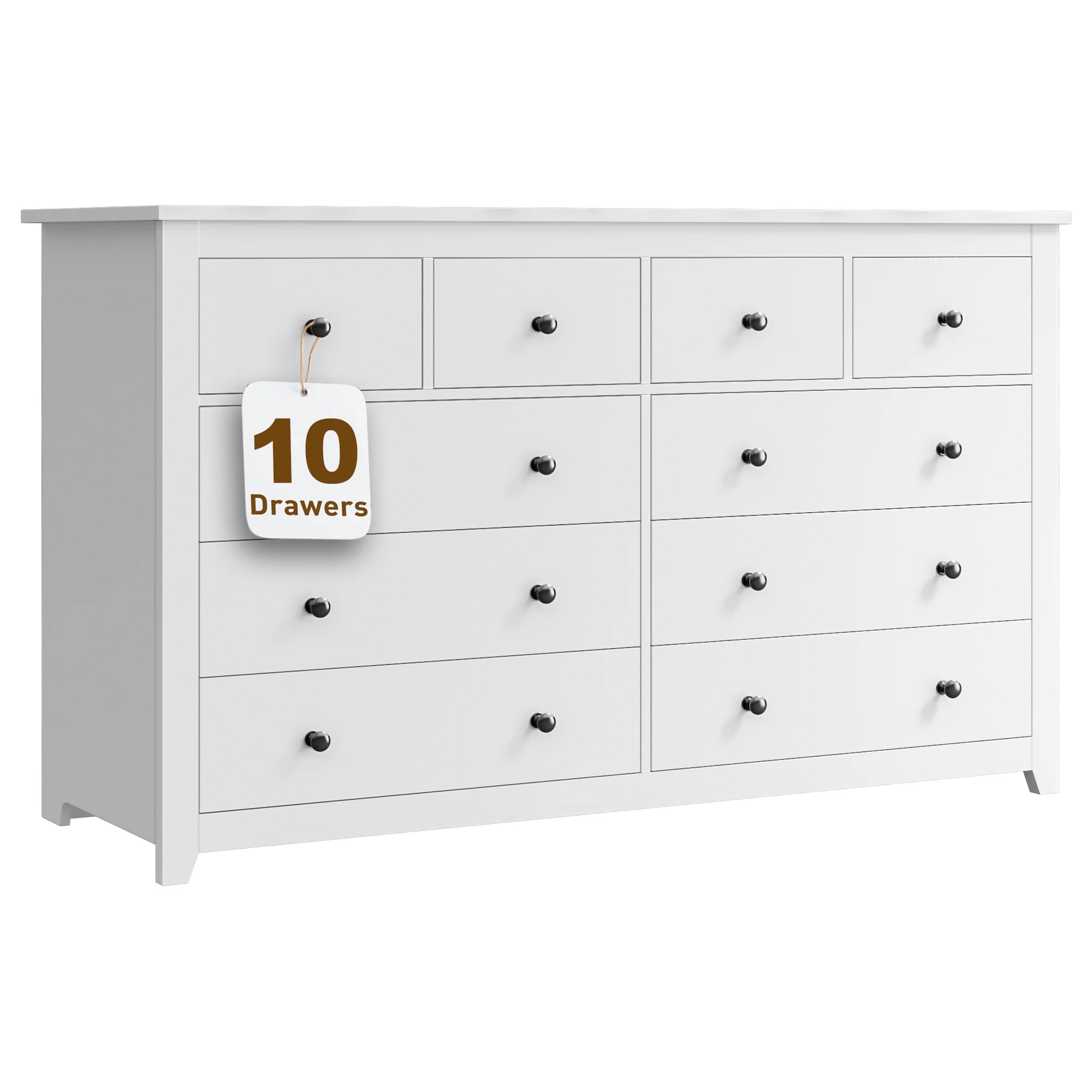 White Dresser for Bedroom with 10 Drawers Modern Wood Dressers Chests of Drawers Wide Dresser for Adults(10 Drawer,White) - Image 8