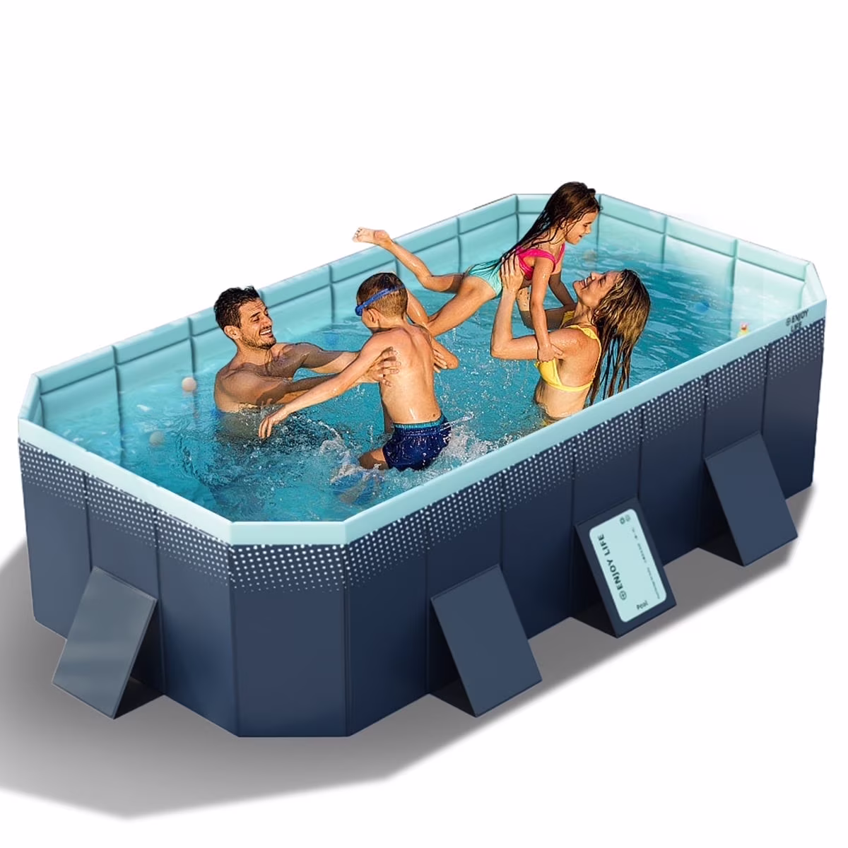 Foldable Swimming Pool, Large Non-Inflatable Outdoor Pools for Kids Adults Above Ground Pools, 116in