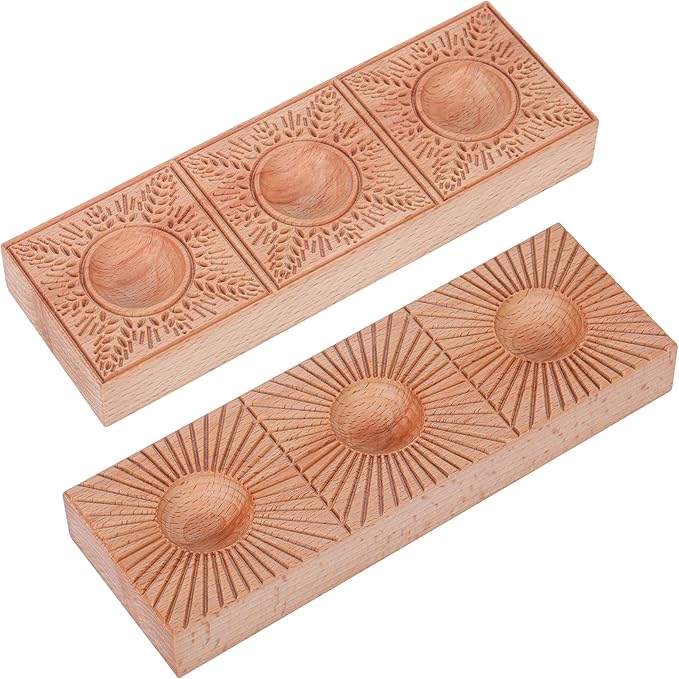 Double Sided Sunburst Wheat Pattern Ravioletti Moulds Wooden Pasta Ravioli Board Triple Ravioli Molds