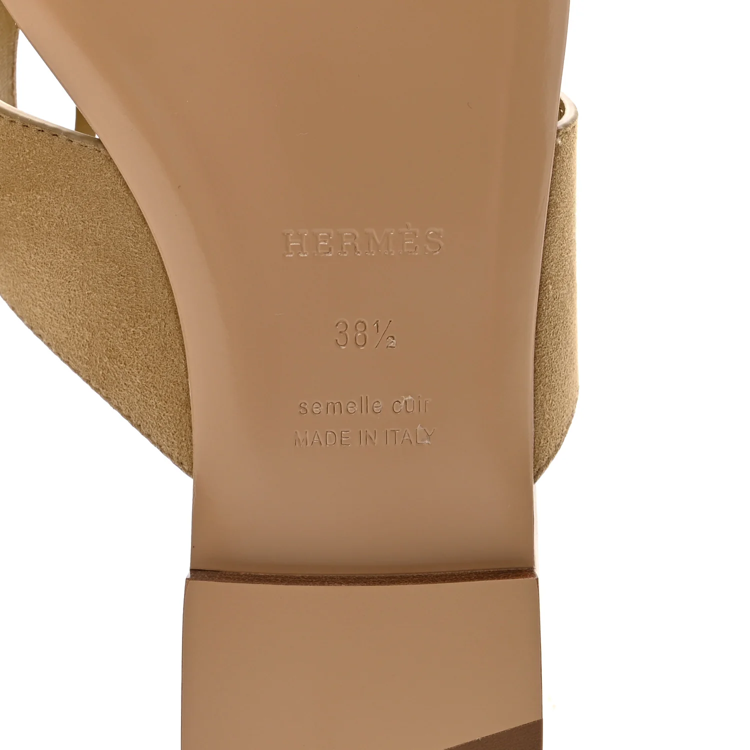 Suede Goatskin Womens Mage Sandals 38.5 Beige Albatre