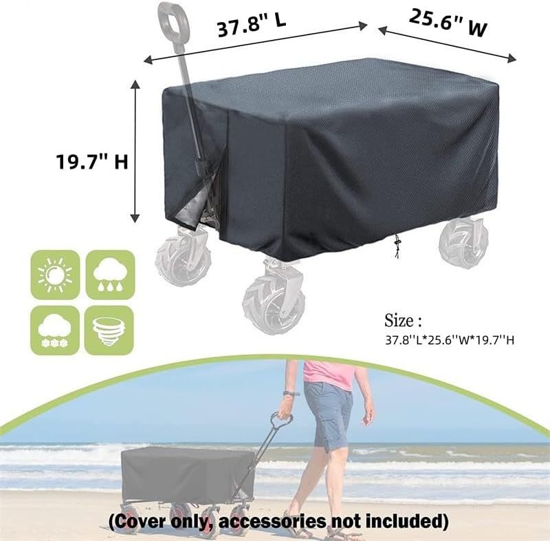 Waterproof Camping Wagon Cover, Rain Cover for Push-Pull Wagon, Rain Cover Canopy for Folding Stroller Trolley Cart Accessories, UV Resistant Cover for Garden Camping Picnic (37.8’’ L*25.6’’W*19.7’’H)