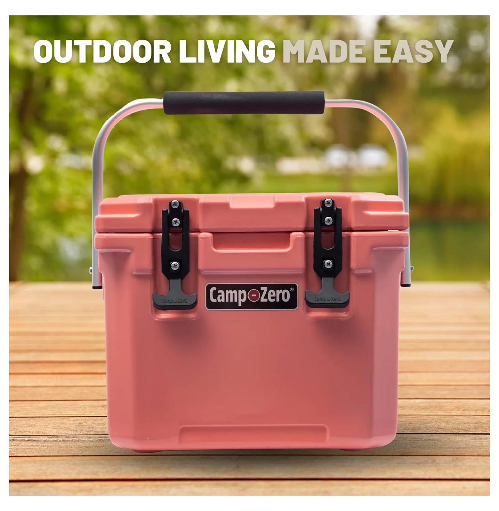 10L-10.6 Quart Portable Hard Cooler Ice Chest, Perfect for Drinks, Lunch, Beach, Picnics, Boating, Camping and Travel with 2 Molded-in Cup Holders and Folding Aluminum Handle Coral - Image 4