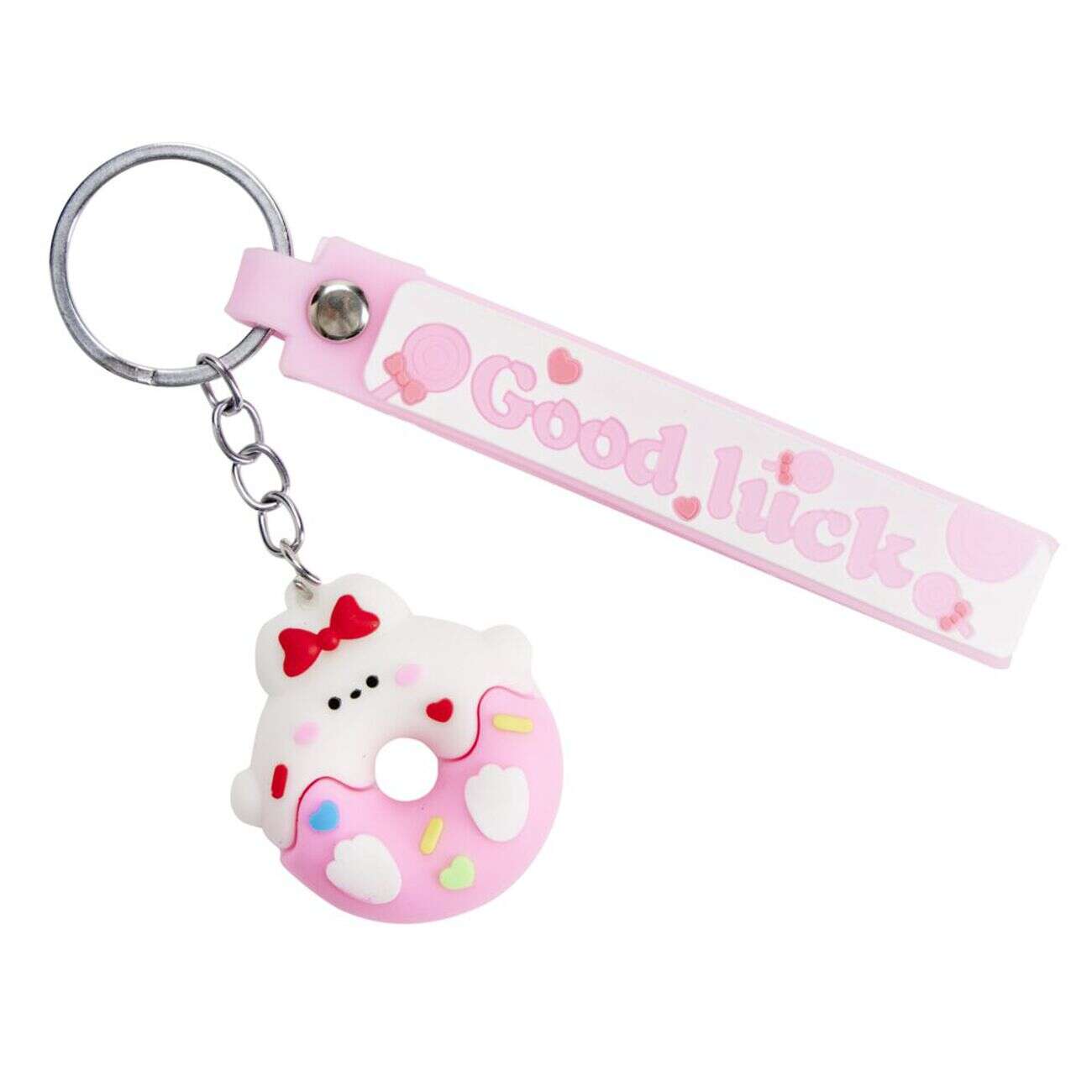 Porte-clé enfant forme donut kawaii plastique Ø4,5xH4cm (4 modèles)