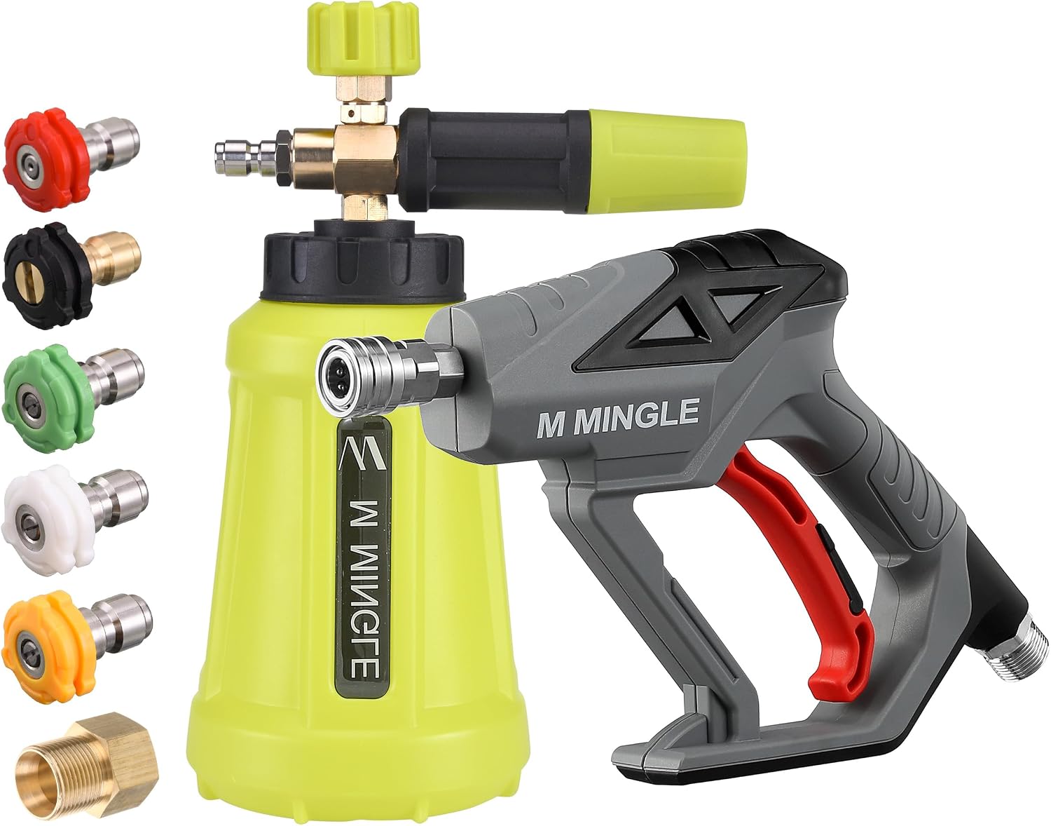 M MINGLE Pressure Washer Foam Cannon Kit, Car Wash Brush with Long Handle