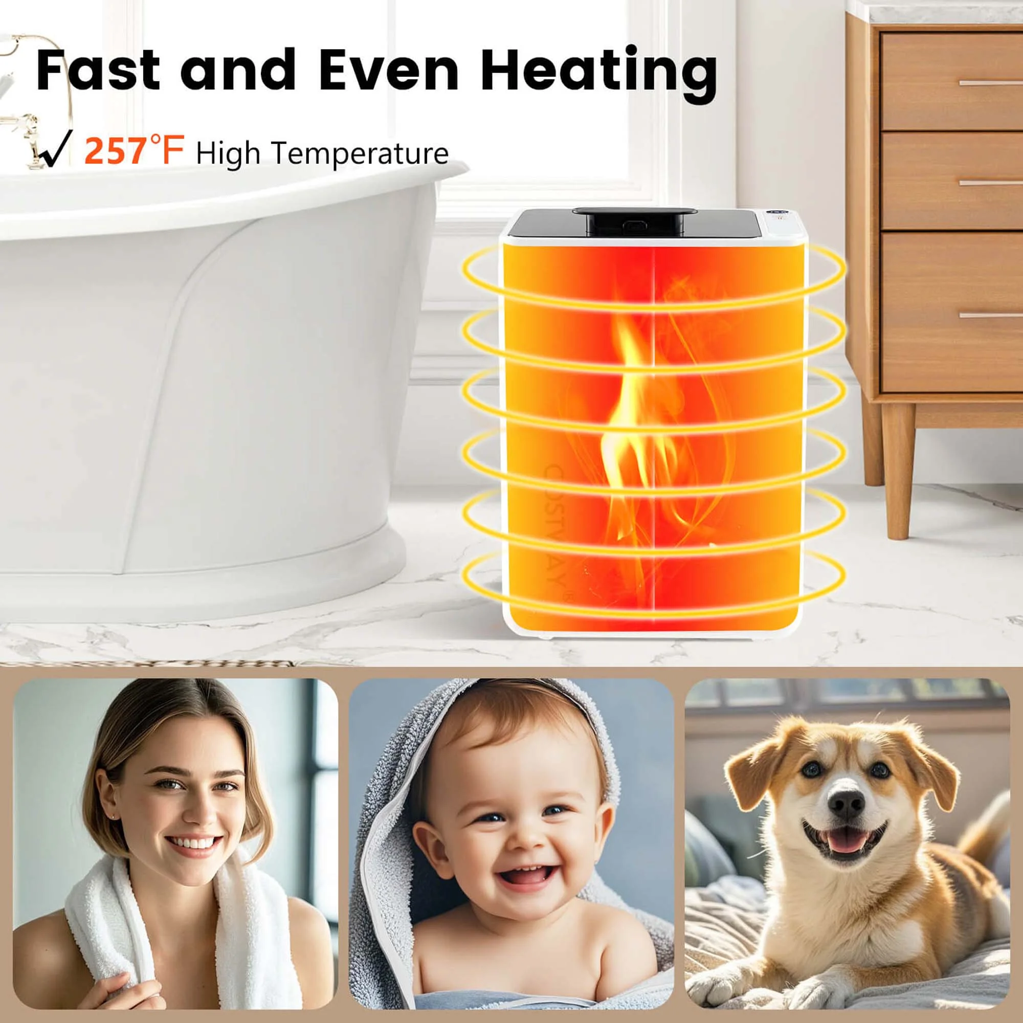 Costway 23 L Towel Warmer with Auto Shut Off LED Screen 15 - 90 Mins Timer Blankets