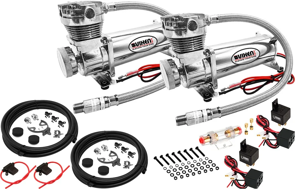 Vixen Air Suspension Kit for Truck/Car Bag/Air Ride/Spring. on Board System - Dual 200psi Compressor, 6 Gallon Tank. for Boat Lift, Towing, Lowering, Load Leveling, Onboard Train Horn VXX1208FW/4863DCF