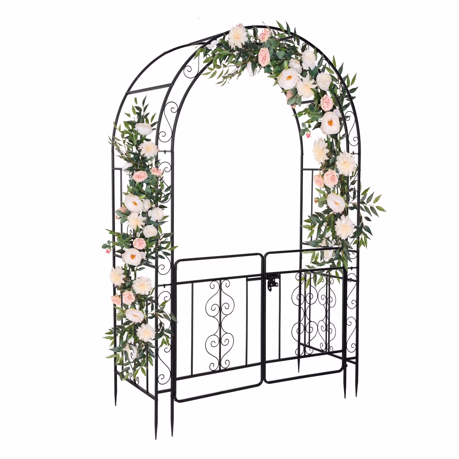 Ktaxon Metal Garden Arch 7ft Garden Trellis Arch Arbor Outdoor Wedding