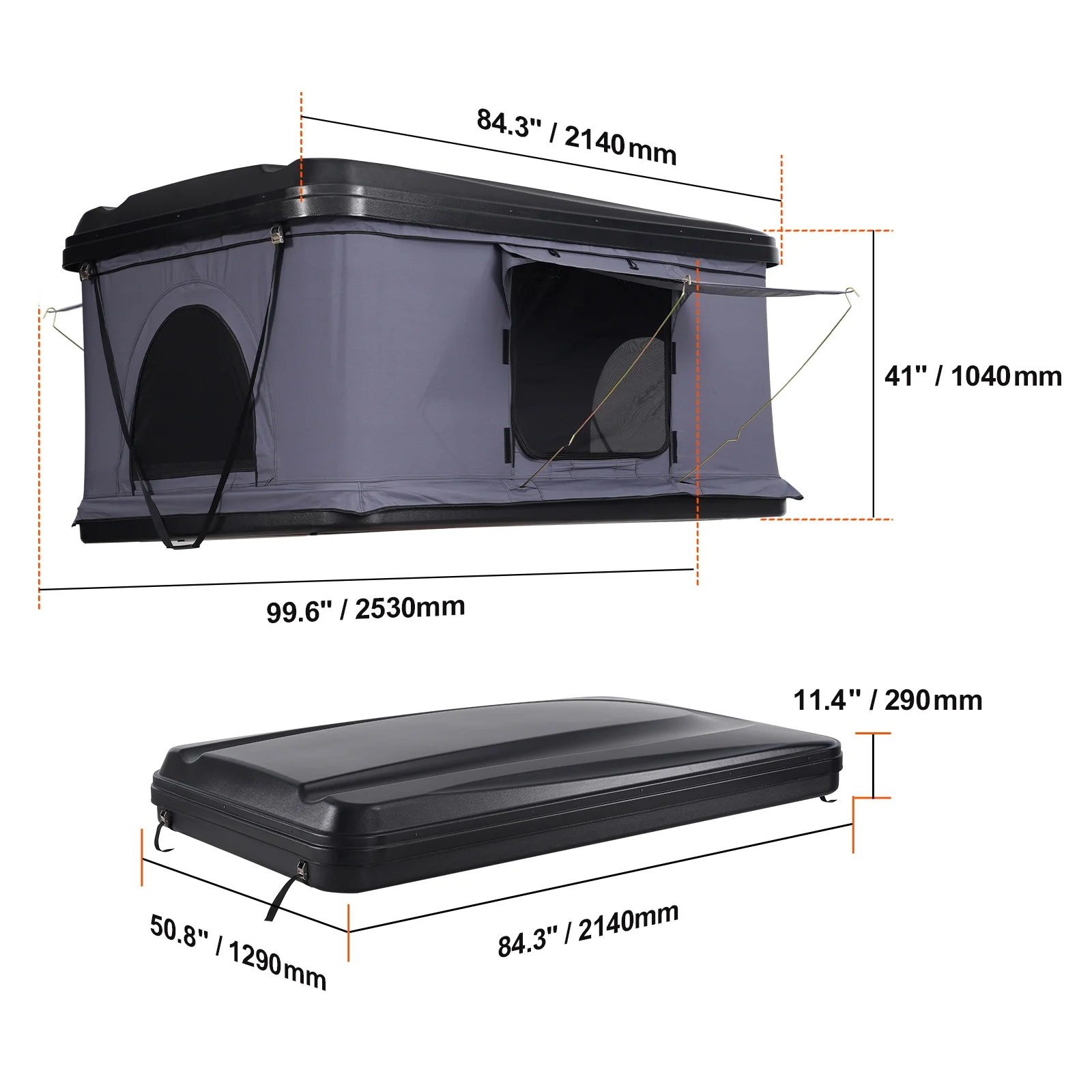 Hard Shell Rooftop Tent, Naturnest Model for 2-3 People, Includes Thick Mattress and Telescopic Ladder, Waterproof and Windproof, Suitable for Jeep, SUV, Van, and Pickup Trucks - Image 9
