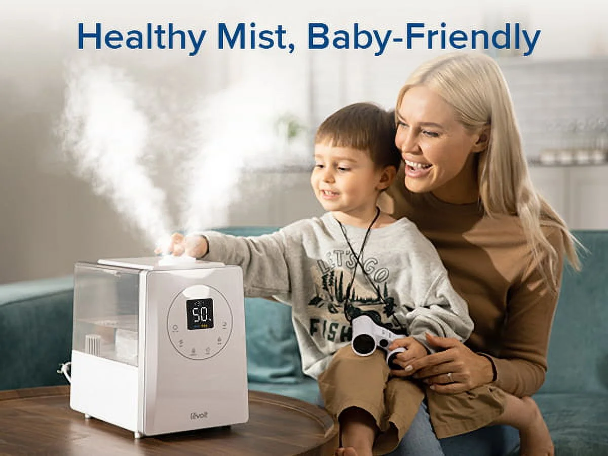 Smart Warm and Cool Mist Humidifier for Room, 6L Top Fill Air Vaporizer for Large Rooms, LV600s, White(6L white) - Image 6