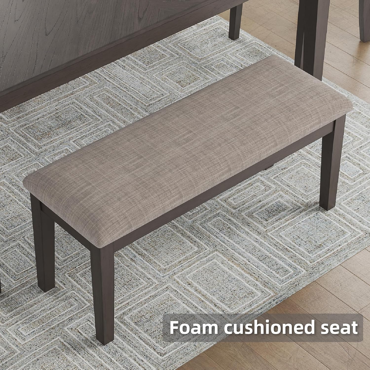 Signature Design by Ashley Wrenning Diamond Patterned Dining Table Set, 4 Upholstered Chairs and Bench, Seats 6, Wood, Gray