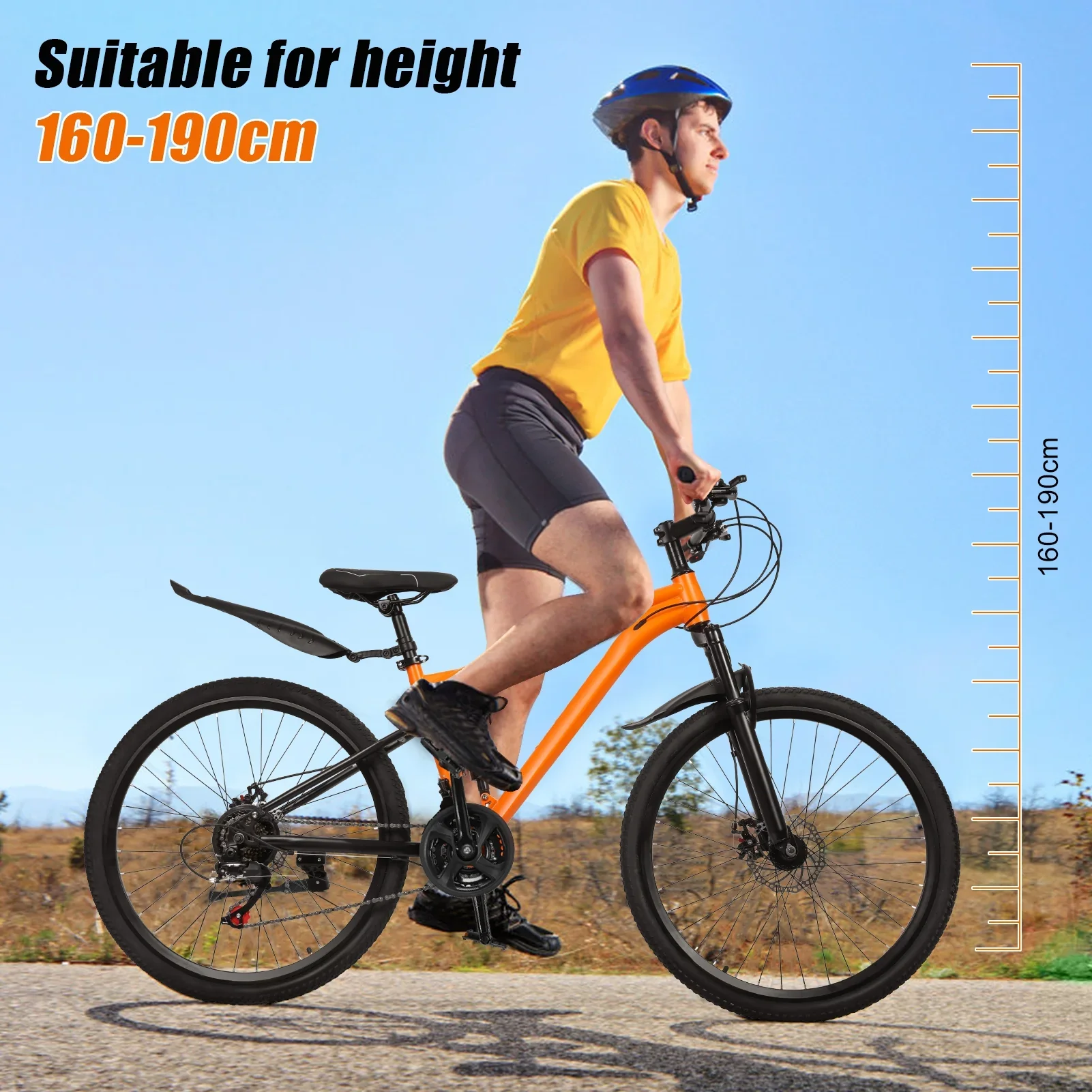 Yirtree 24-Speed Mountain Bike - 16 Aluminum Frame, Dual Suspension & Disc Brakes