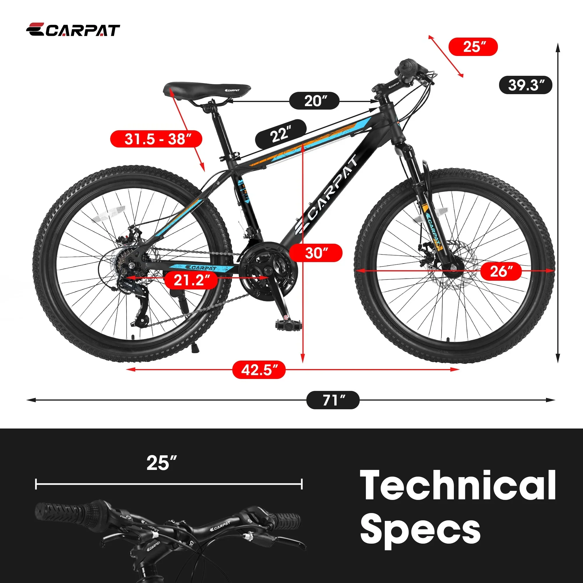 26-Inch Women's Mountain Bike for Youth and Adults, Featuring Shimano 21-Speed Shifter and Dual Hand Brakes, White