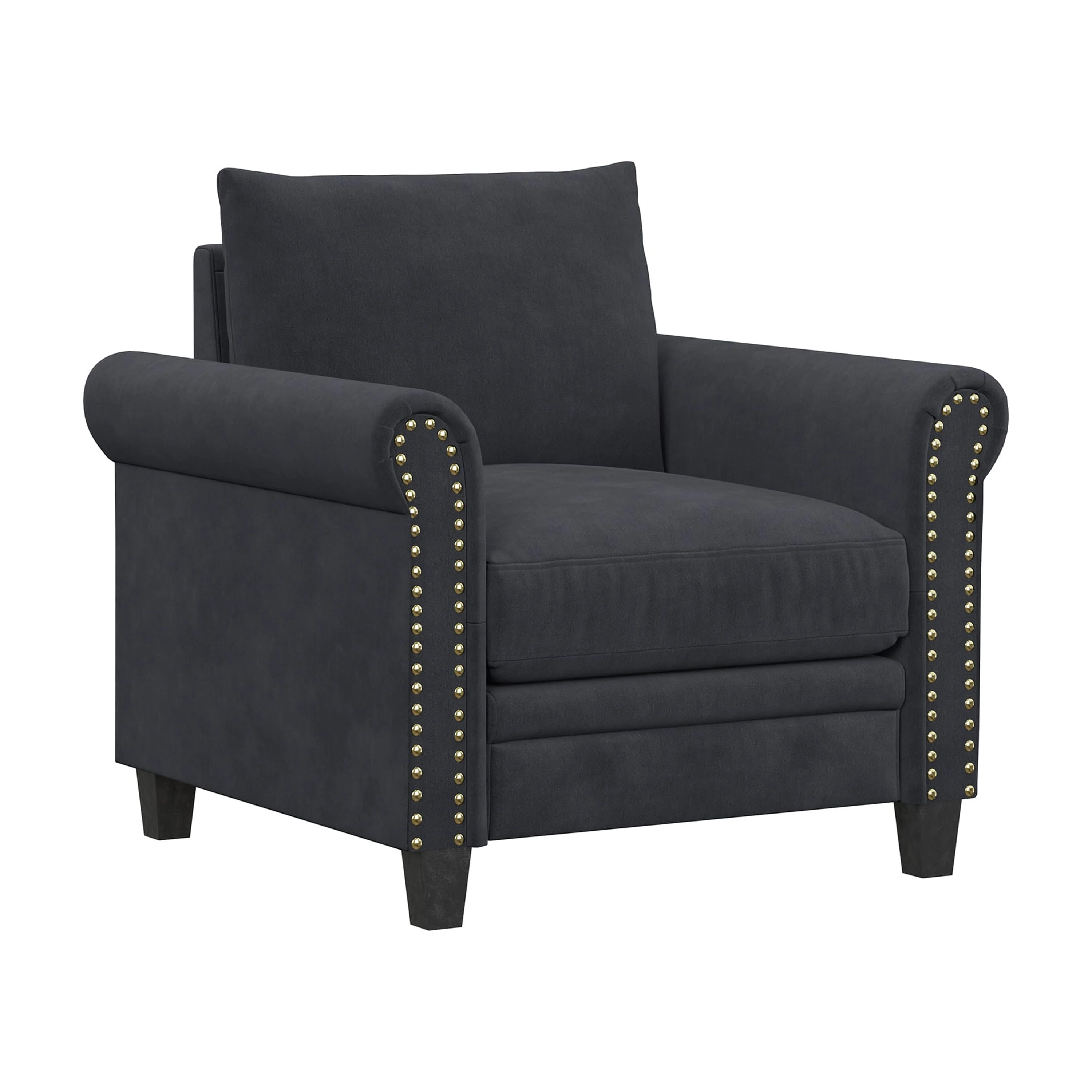 Fallon Armchair with Nail Head Trim, Gray Fabric Image 2
