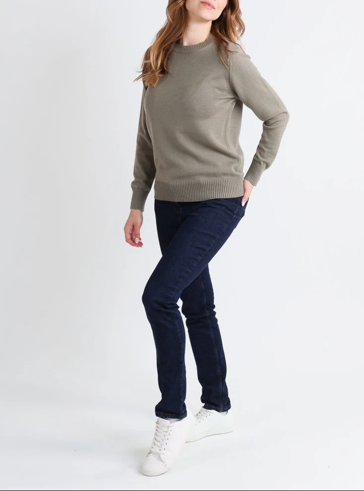 Pull épais femme en laine Vert Olive