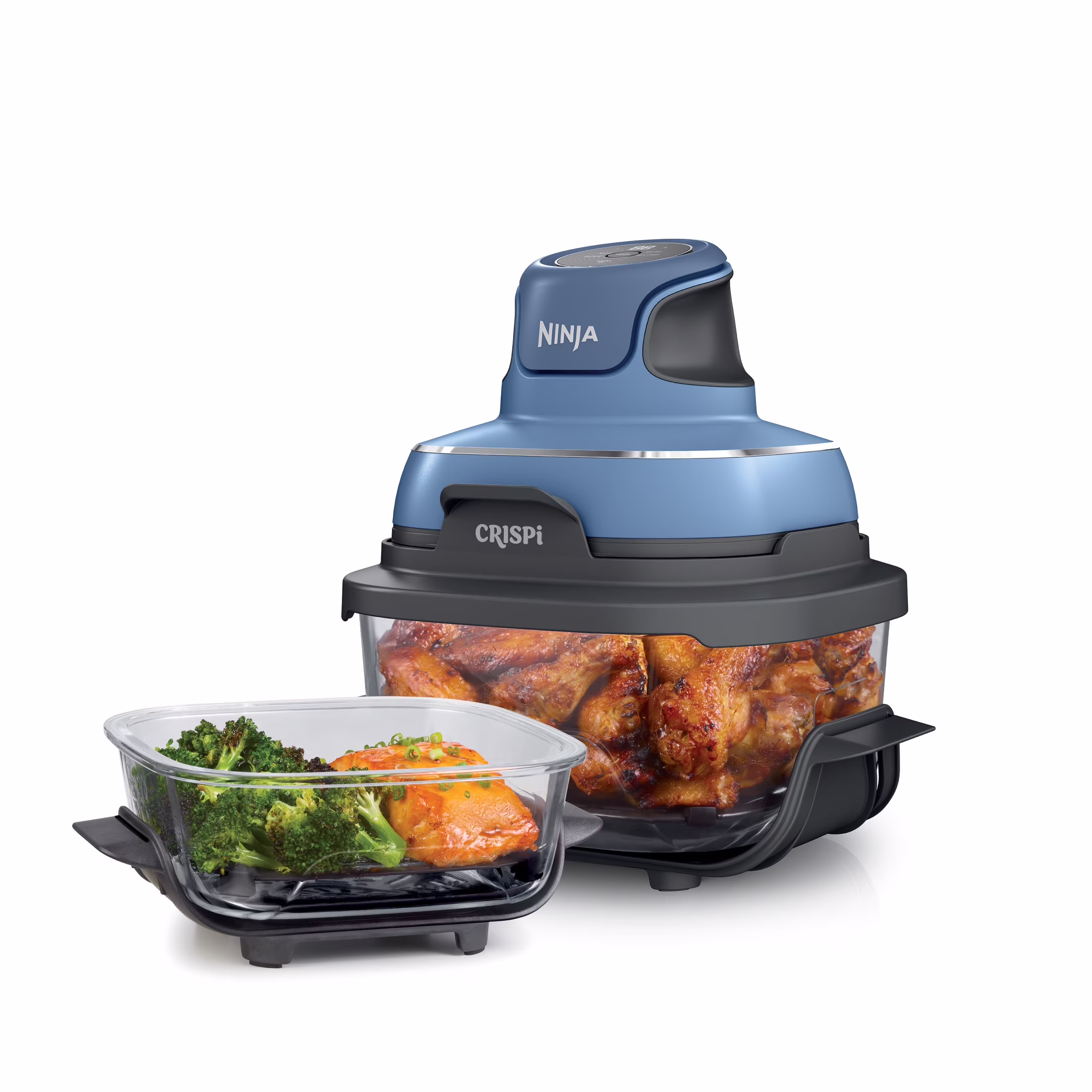 Crispi 3-in-1 Portable Glass Air Fryer Cooking System, 1500W, 4-Qt 5-Cup TempWare Glass Containers with Storage Lids, Microwave, Freezer Dishwasher Safe, White, FN100WH(White) - Image 5