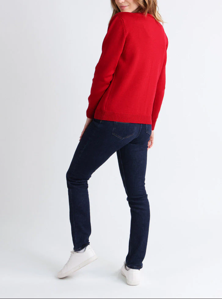 Gilet femme en laine rouge foncé