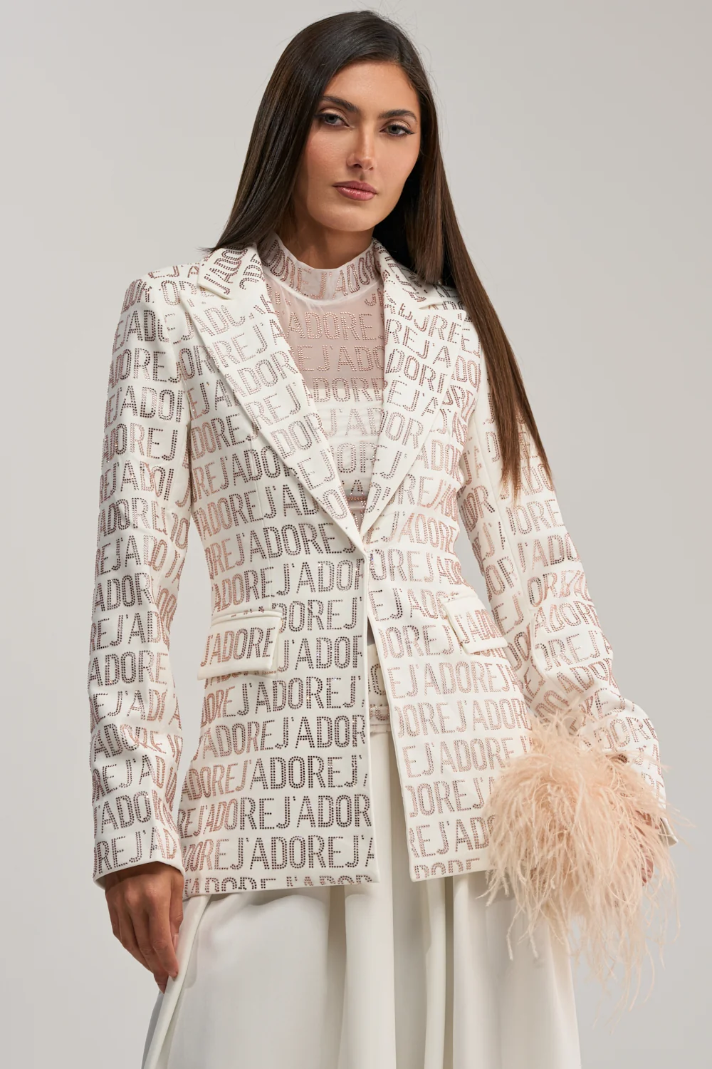 J'ADORE EMBELLISHED BLAZER IN WHITE - Akira Store