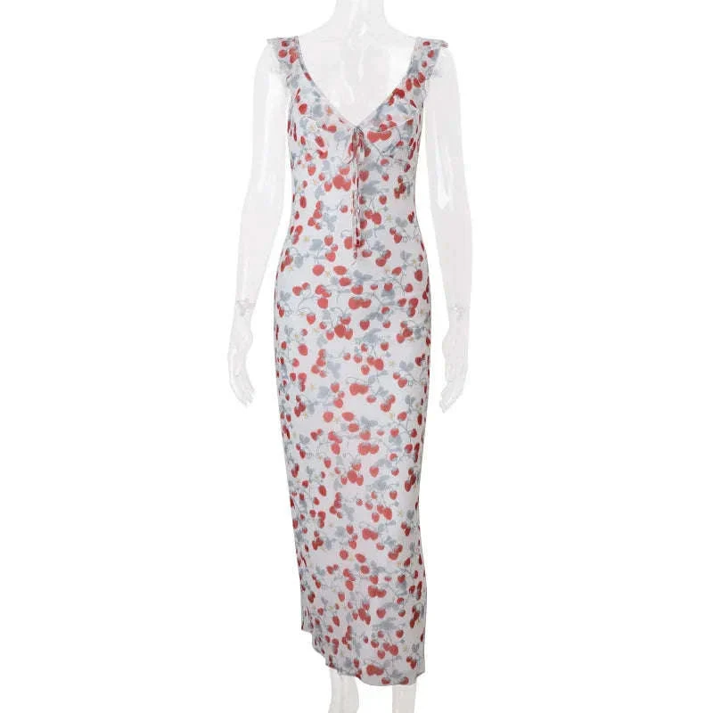 Robe Maxi Dos Nu Plongeant Fleurie Mode Été
