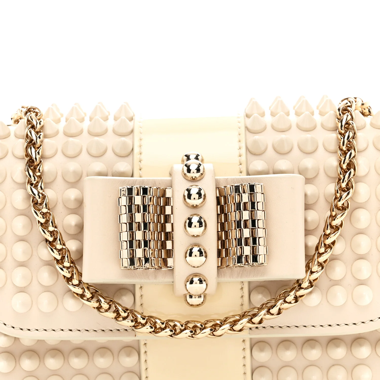 Calfskin Spikes Sweety Charity Shoulder Bag Beige