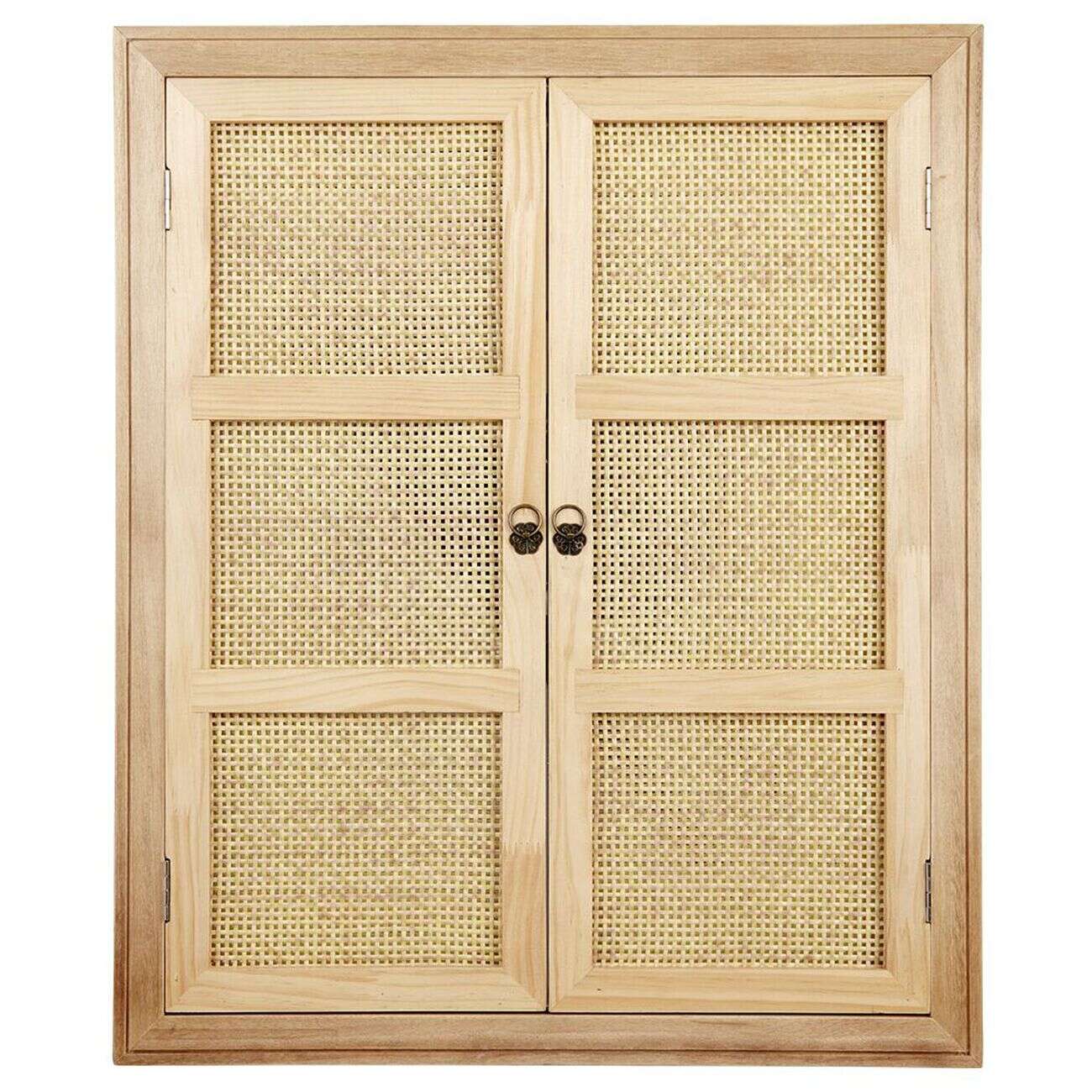Miroir à volets persienne cannage en rotin