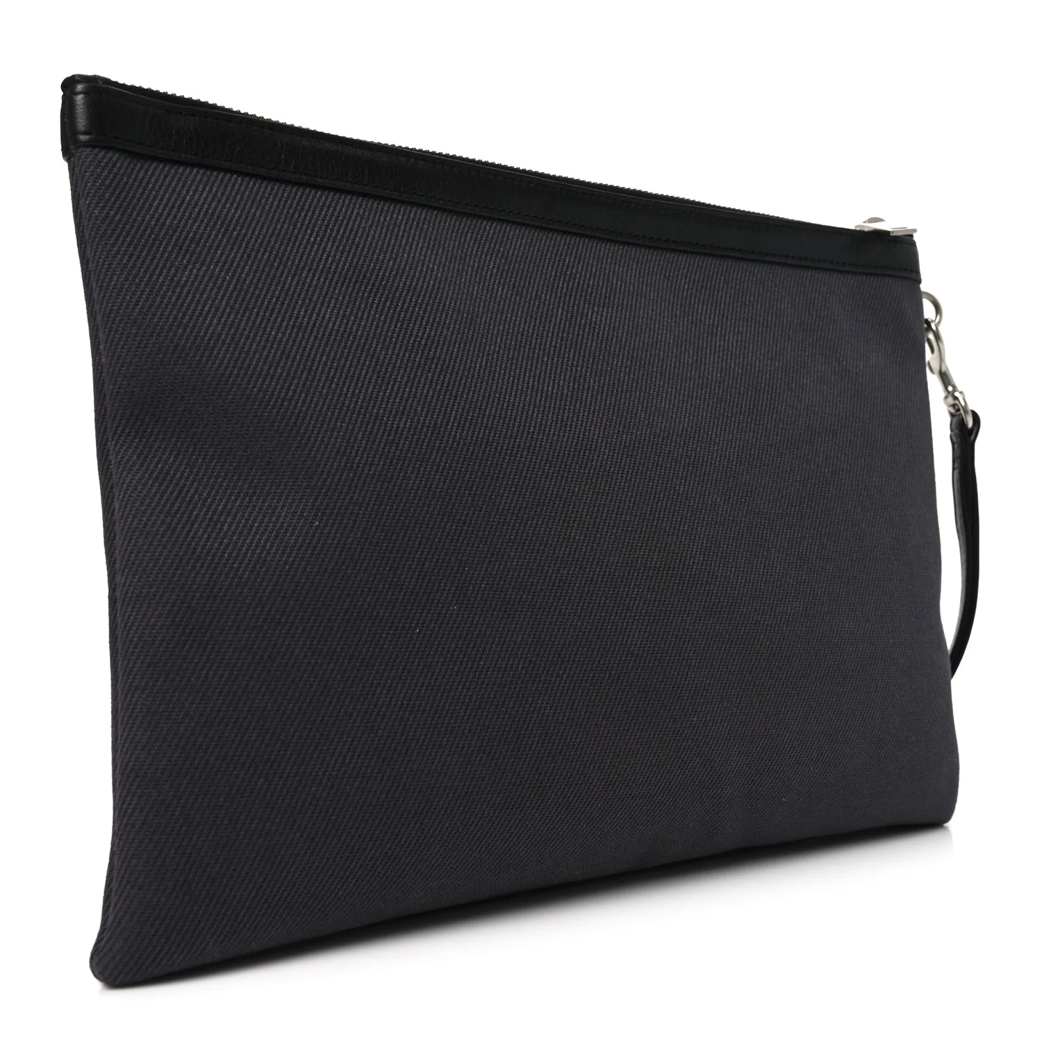 Linen Canvas Rive Gauche Zipped Pouch Black