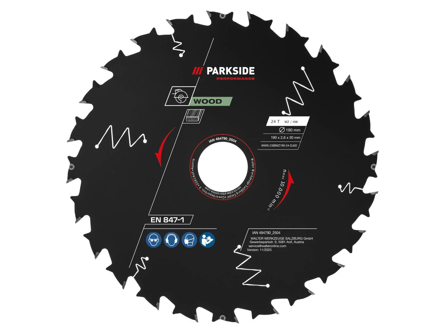 PARKSIDE PERFORMANCE Lame de scie circulaire, 190 mm, 24 dents, 48 dents, 54 dents