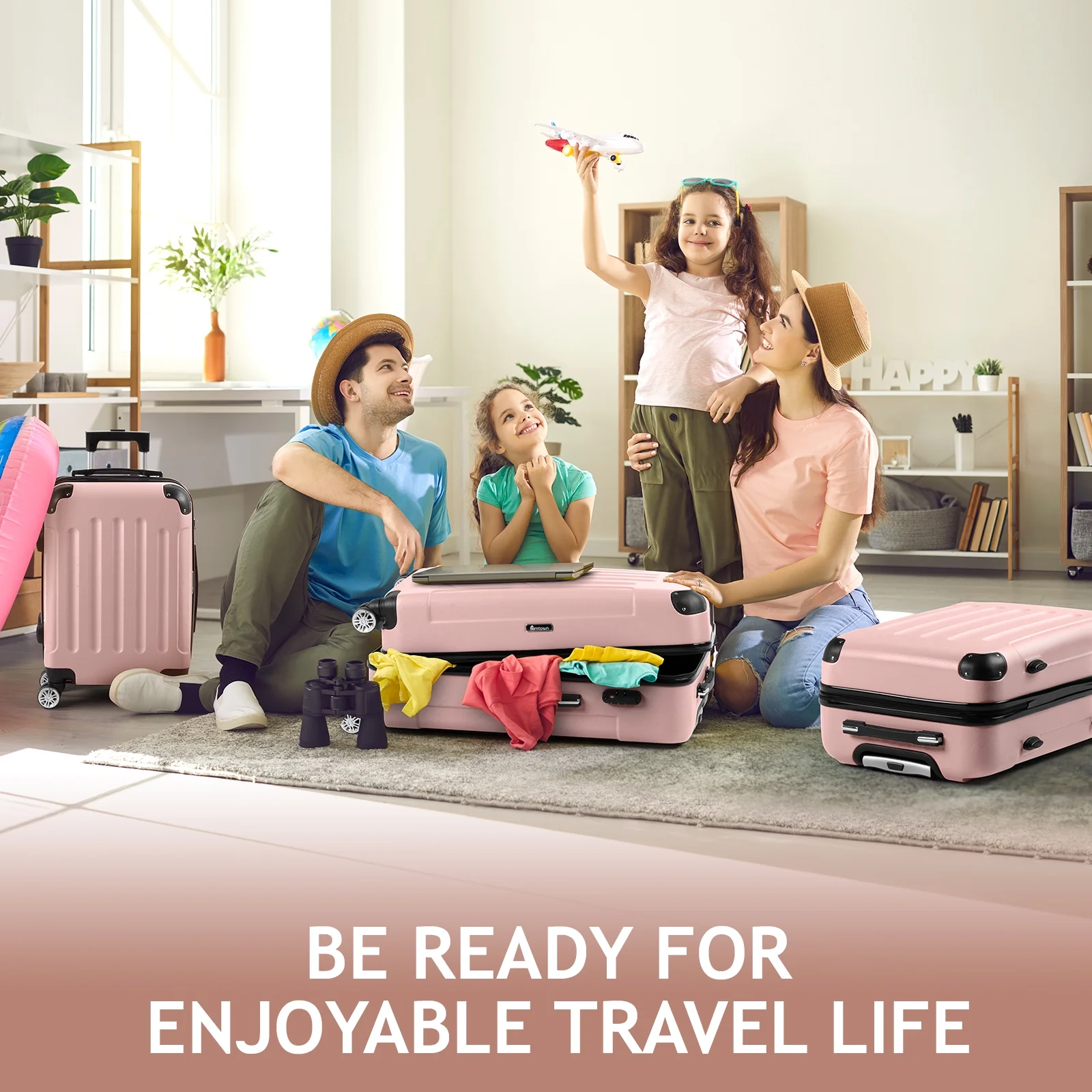 Zimtown Luggage 3 Piece Set Suitcase ABS Hardside Lightweight with TSA Lock Spinner Wheels, Beige