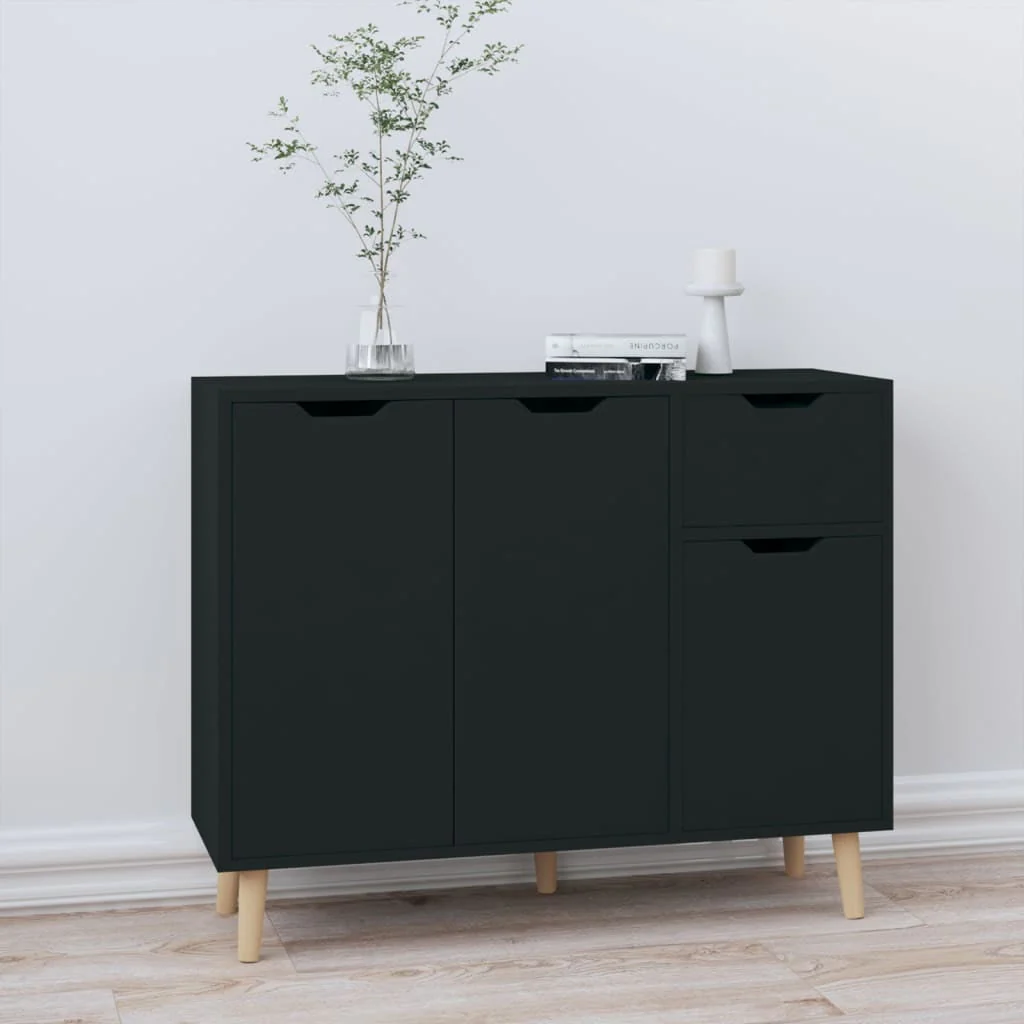 vidaXL Sideboard Console Cabinet with Storage for Bedroom Engineered Wood(Black)