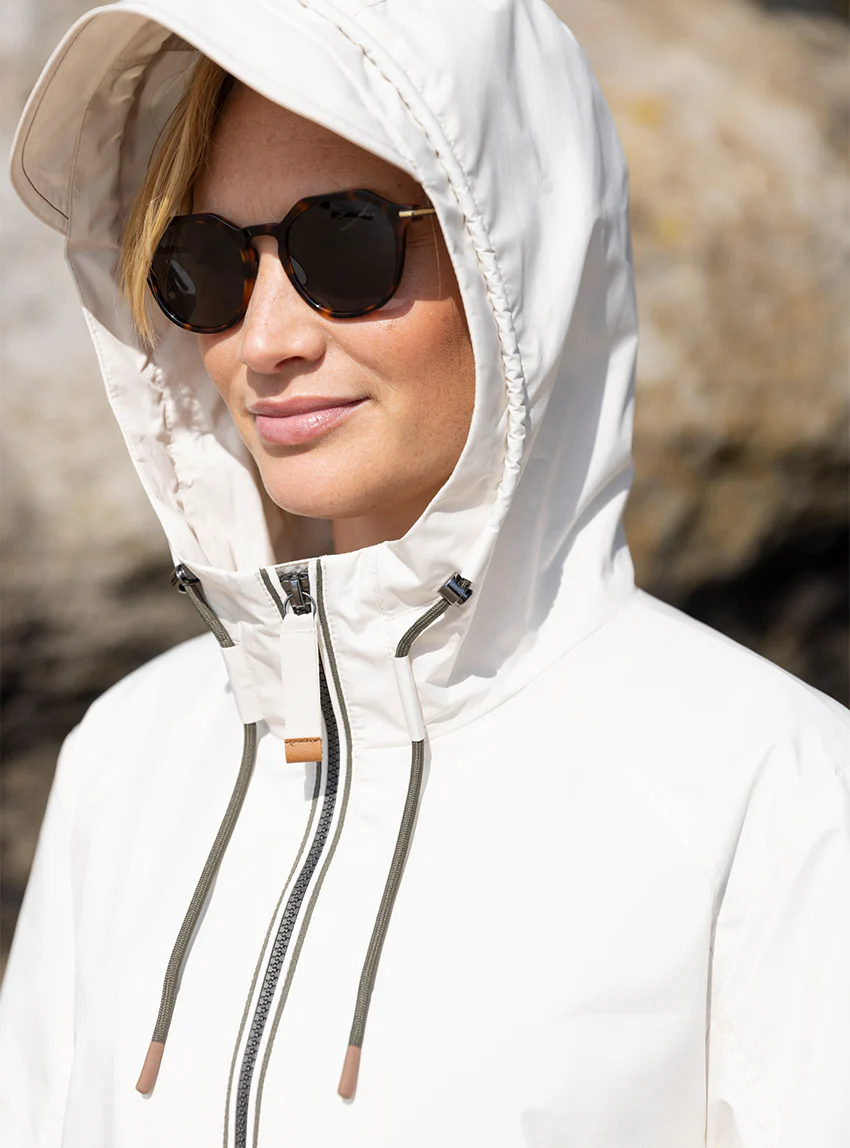 Parka femme avec capuche blanc cassé