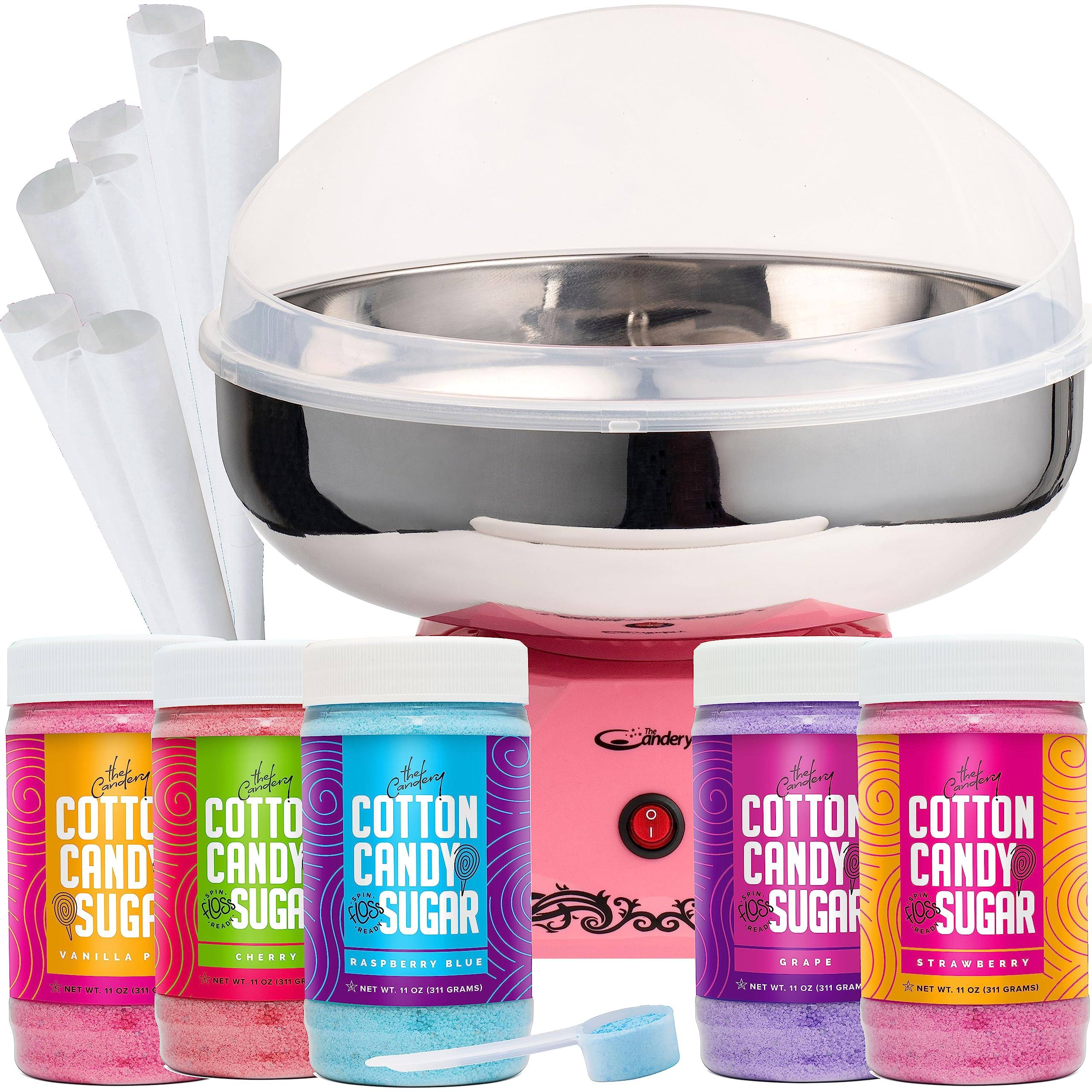 The Candery Cotton Candy Machine with Stainless Steel Bowl 2.0 and Floss Bundle- Use to Floss Sugar Floss, Candy for Birthday Parties Fairs,